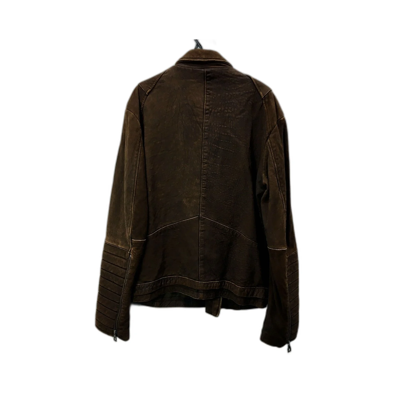 Eleven Paris Leather Jacket Mens Brown Leather Motorcycle Jacket XL Size - Image 2