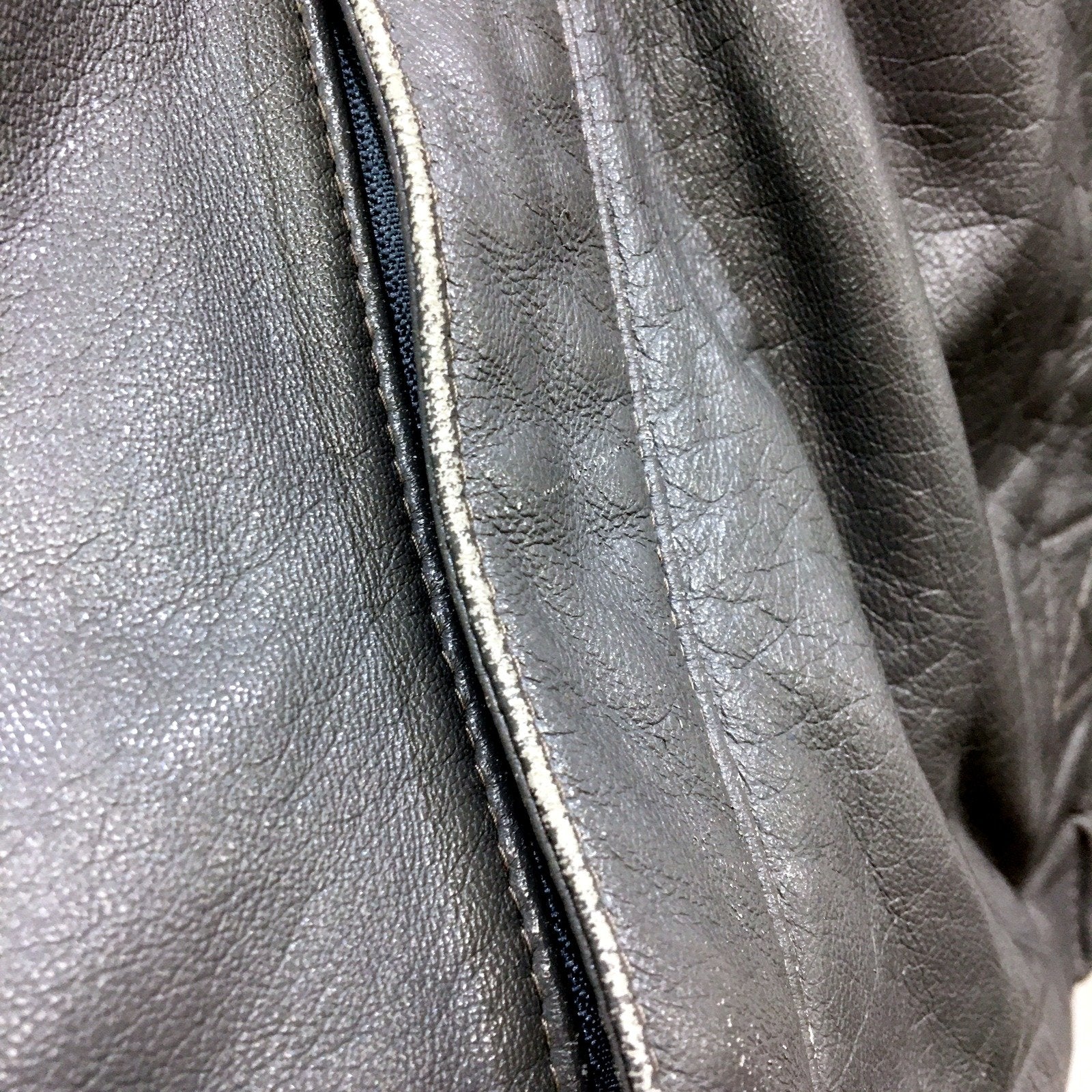 Single Ball Mens Grey Leather Jacket - Warm & Comfortable XL Size - Image 4