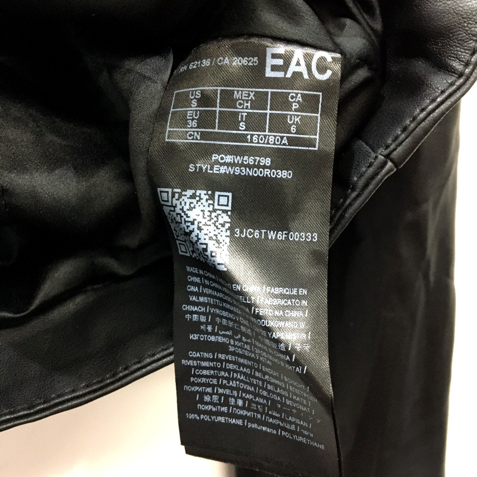 Guess Womens Cropped Faux Leather Jacket in Black for Small Size - Image 3