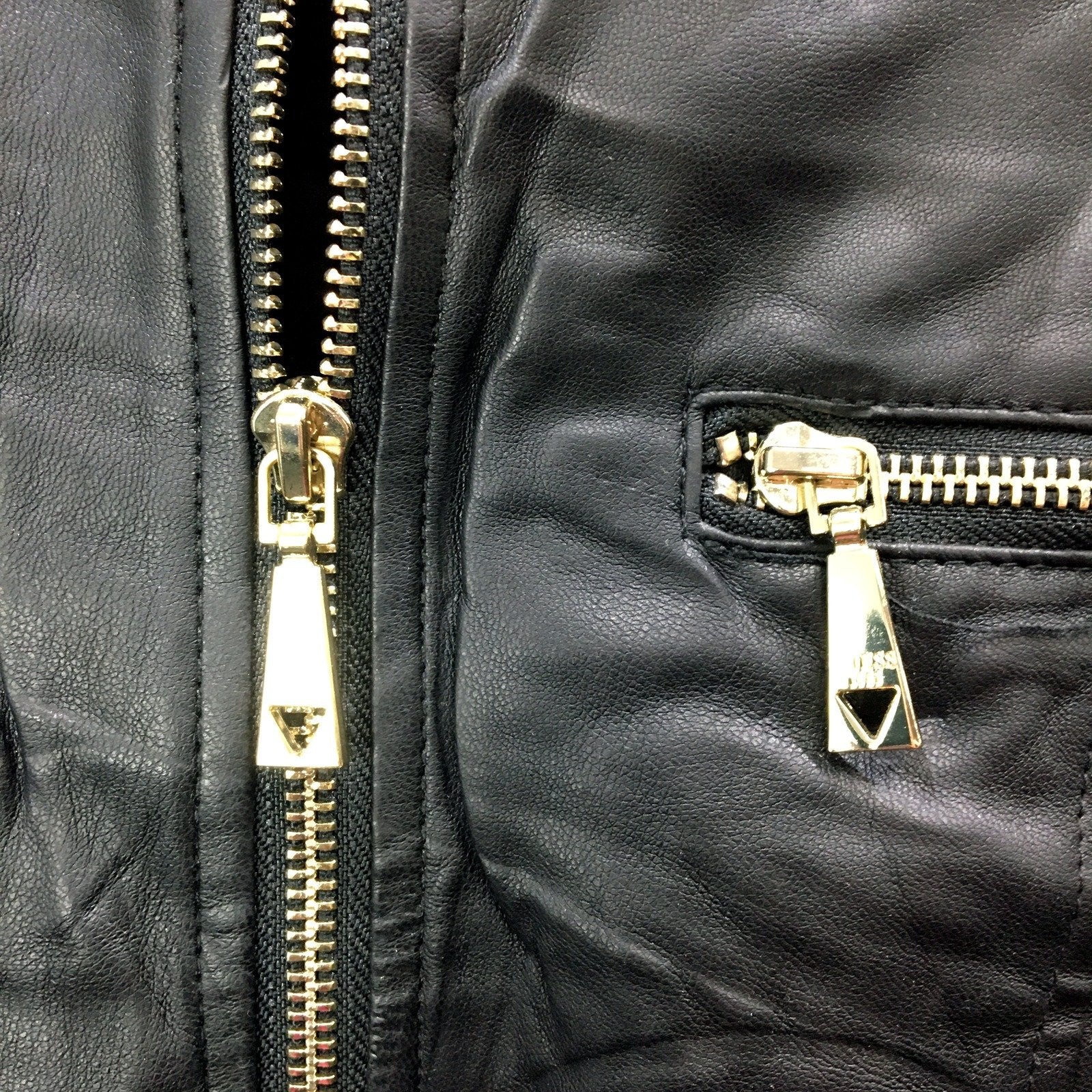Guess Womens Cropped Faux Leather Jacket in Black for Small Size - Image 4