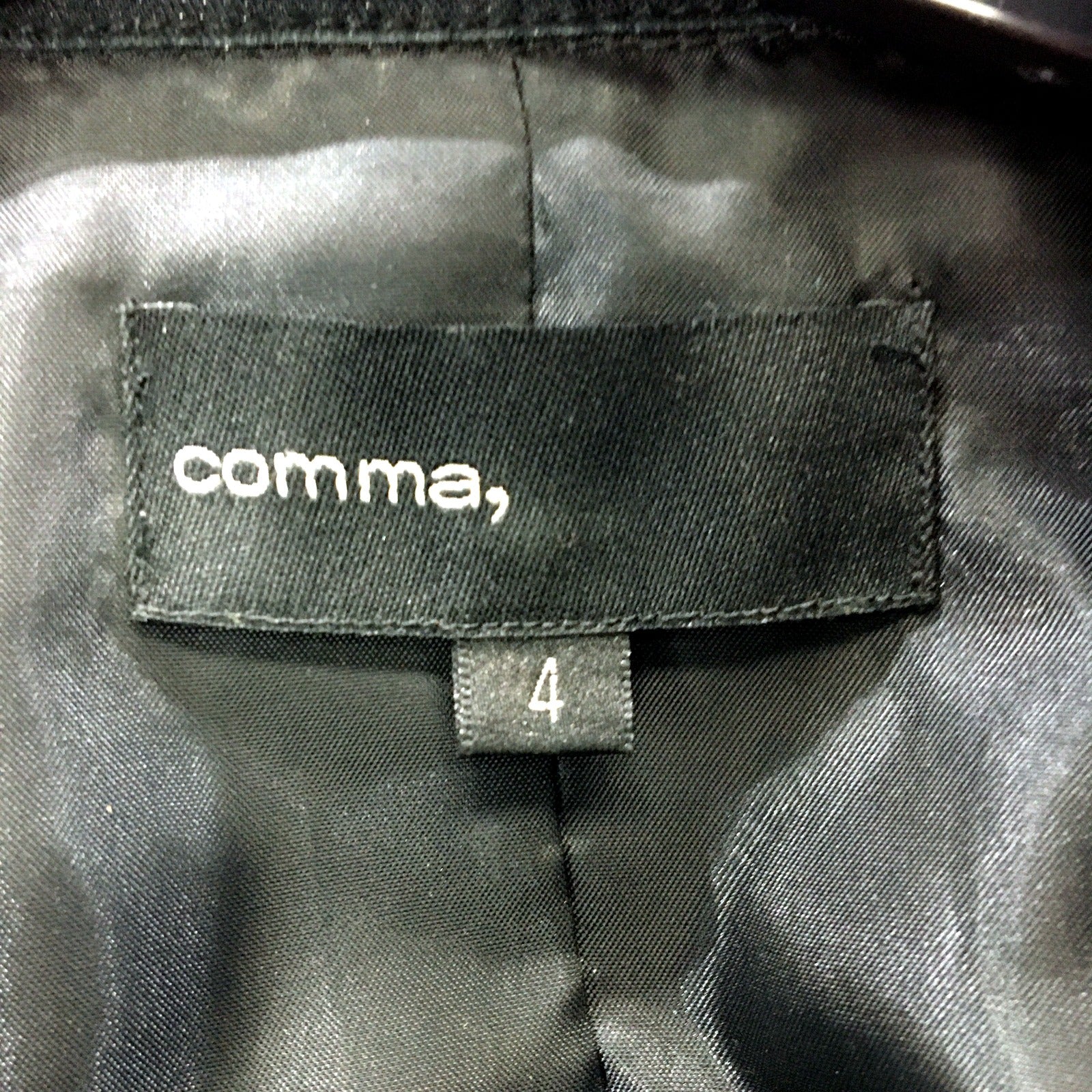Comma Black Double Breasted Trench Coat Womens Metallic Jacket Size 4 - Image 7