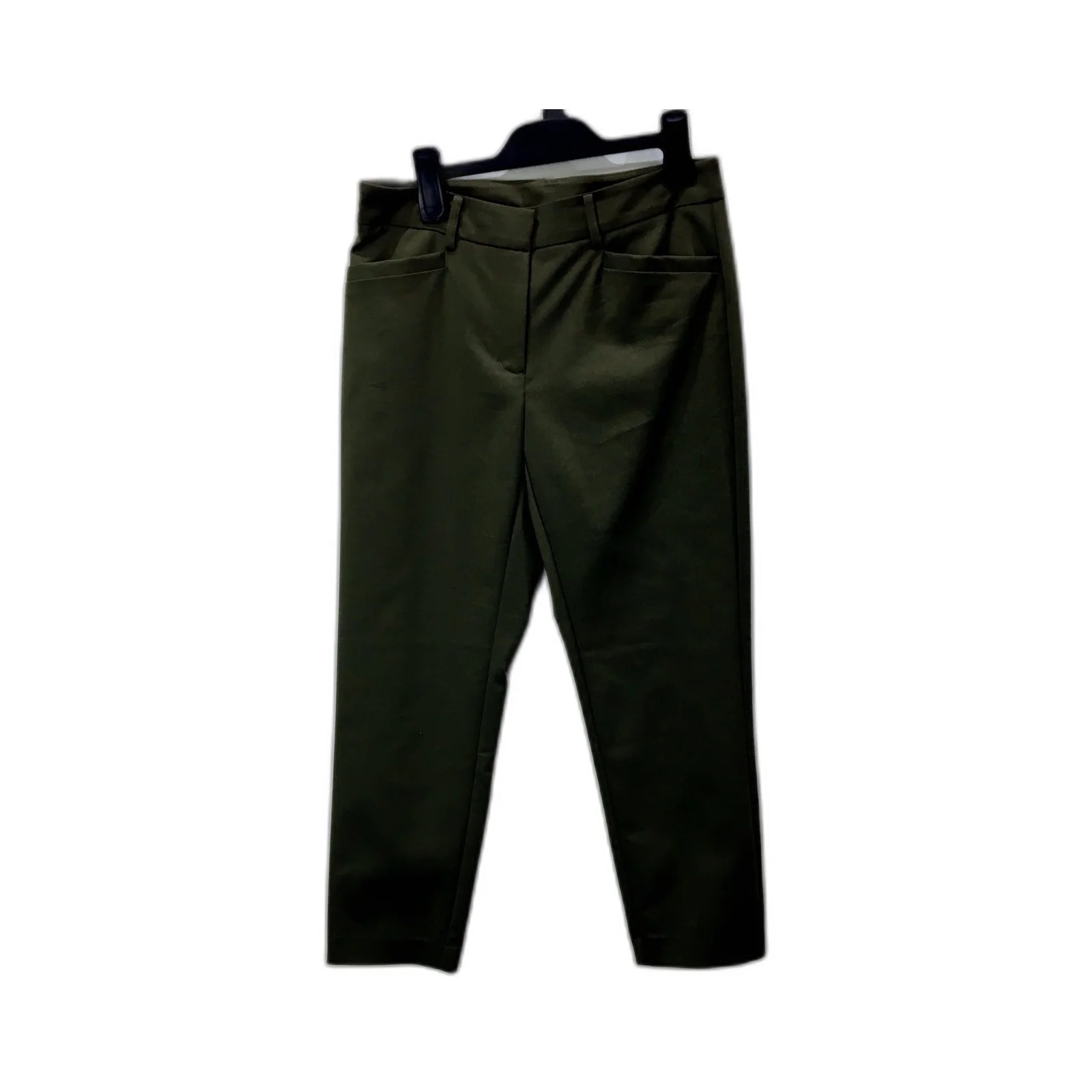 Basque Petite Womens Organic Cotton Blend Green Pants Size 8 NEW