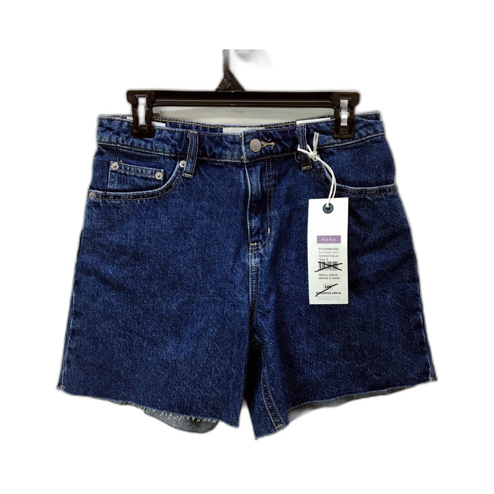 Riders by Lee Womens Mid Straight Short Denim Shorts Somedays Blue Size 9 NEW