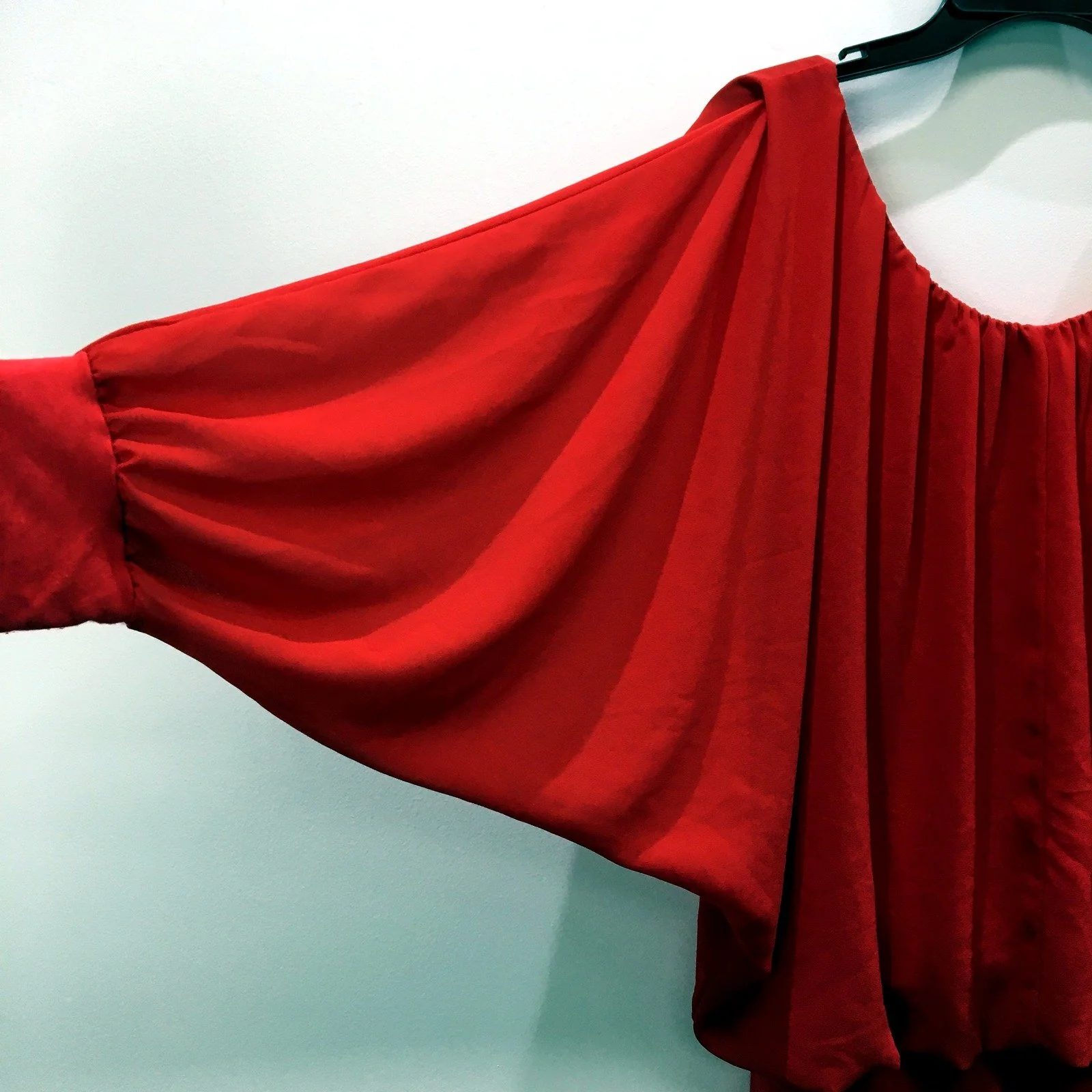 Sandro Ferrone Womens Cotton Pullover Blouse in Red, Size Medium - Image 4