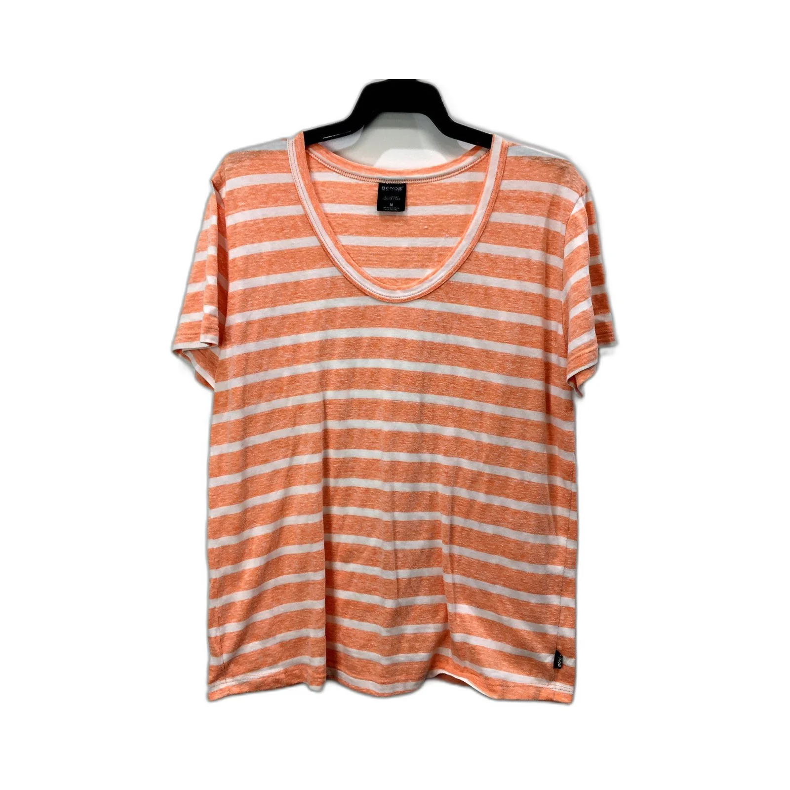 Bonds Womens Striped T-Shirt Orange White Comfortable Cotton Blend Size M