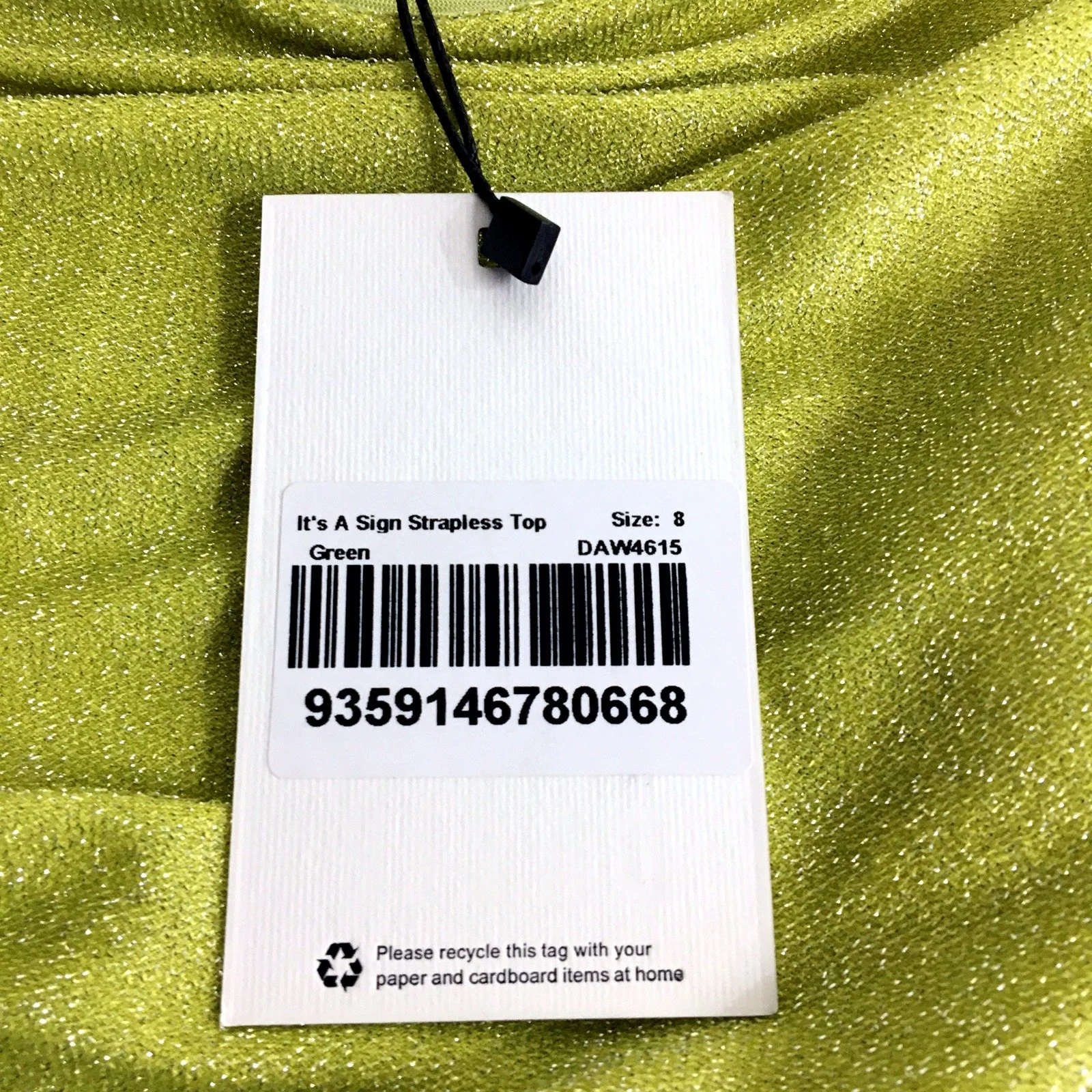 Dazie Womens It's A Sign Strapless Top It's A Sign Strapless Green Top - NEW - Image 5