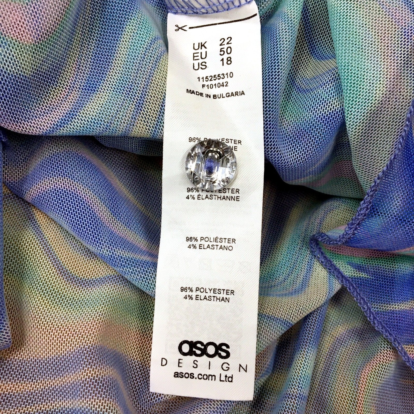 ASOS Design Womens Mesh Dress in Multi Color & - Size 22 NEW - Image 6