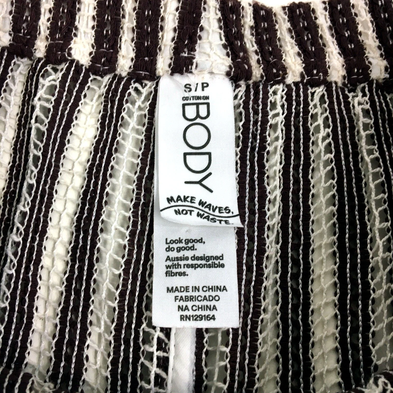 Cotton On Body Womens Netted Knit Shorts Brown and White Striped Size Small - Image 4