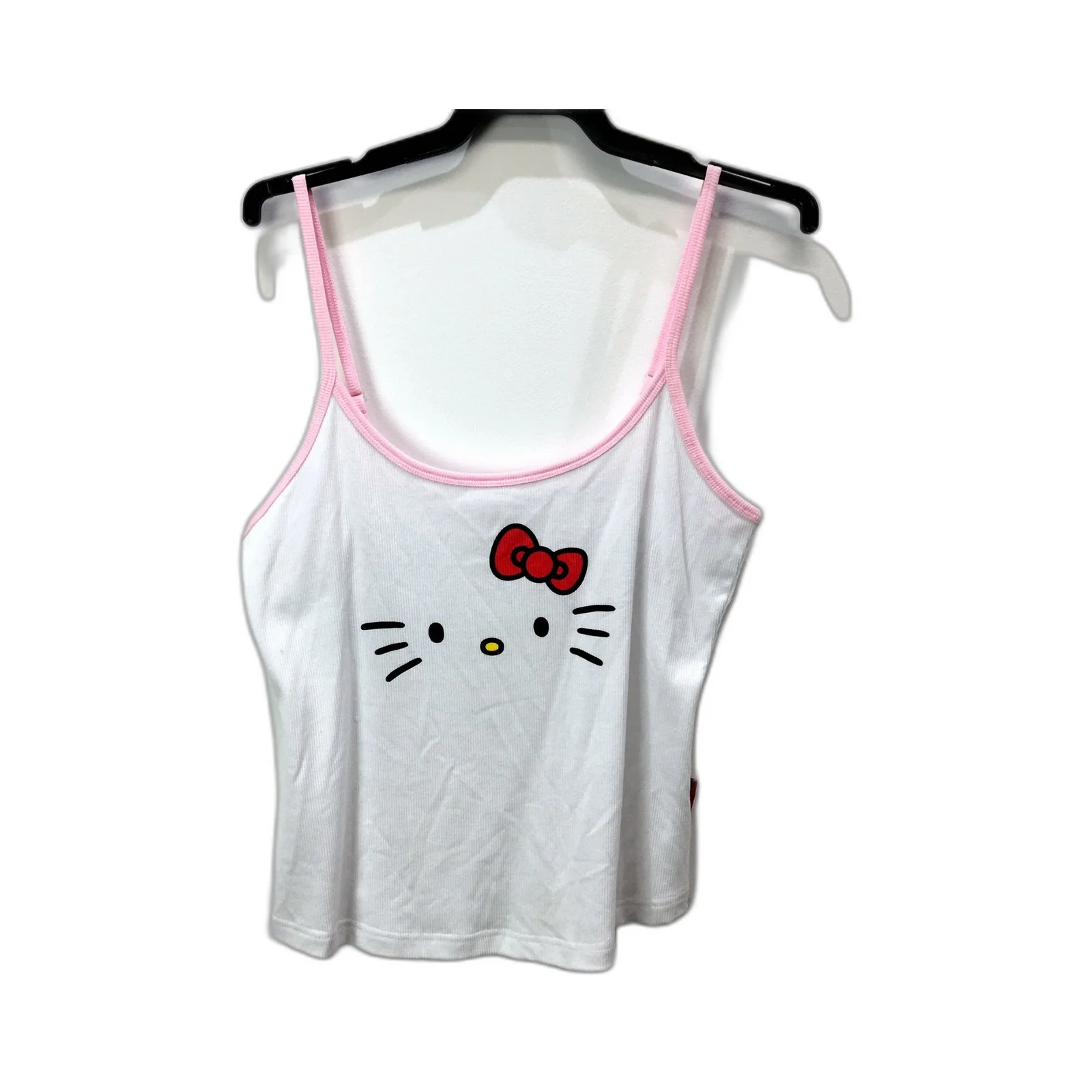 Hello Kitty Womens Singlet/Tank Top White with Pink Trim Cotton Blend Size 12