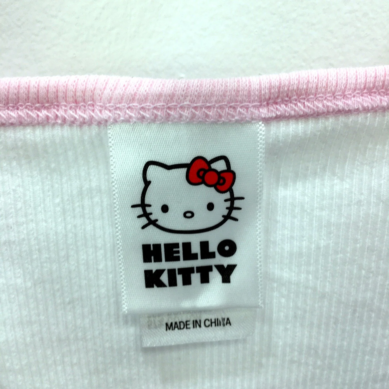 Hello Kitty Womens Singlet/Tank Top White with Pink Trim Cotton Blend Size 12 - Image 5
