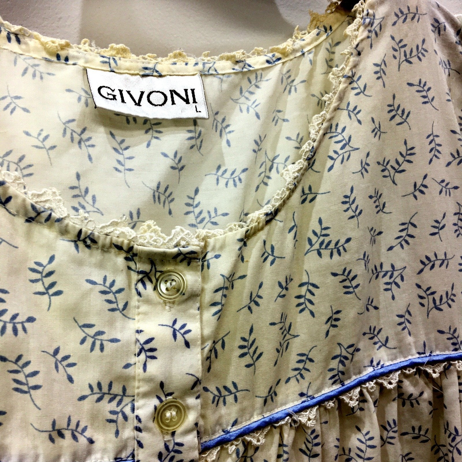 Givoni Womens Floral Print Nightie Button Front Cotton Dress White Size L - Image 5