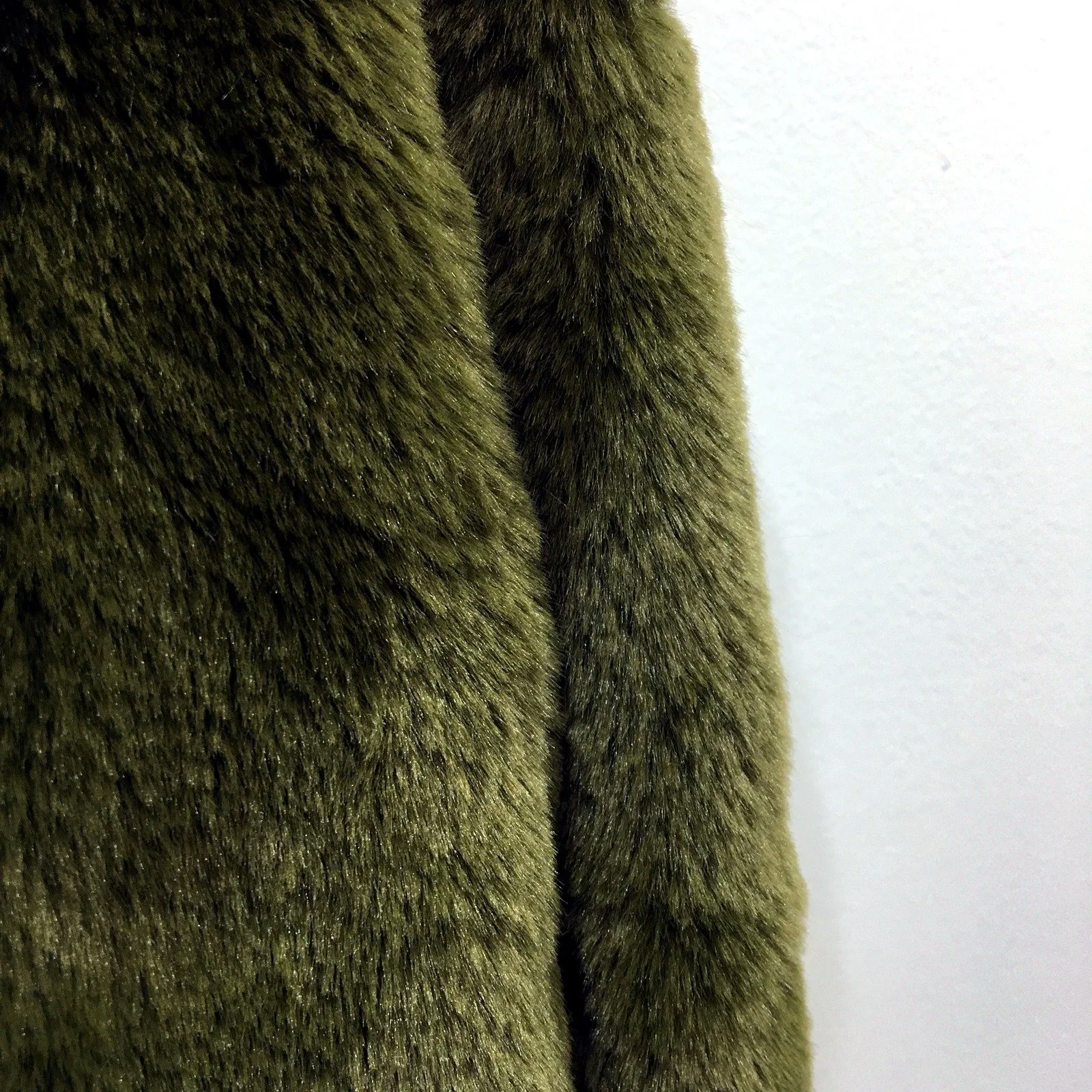 Zara Womens Faux Fur Jacket Faux Fur Hooded Jacket in Olive Green, Small Size - Image 3