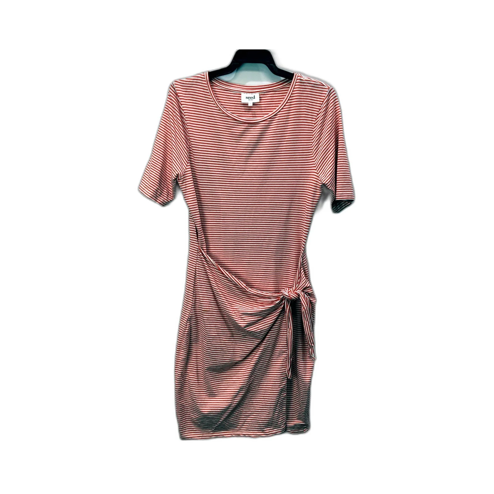 Seed Heritage Womens Striped Dress Elastic Comfortable Red and White Size S