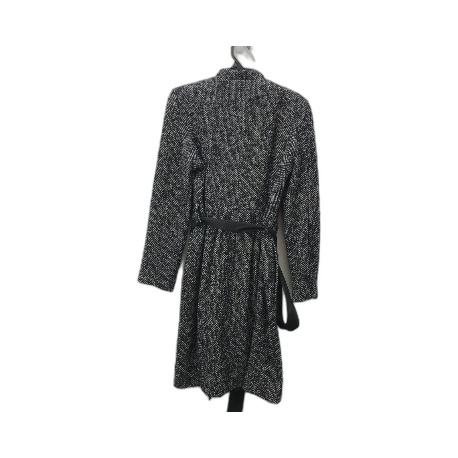 H & M Wool Blend Herringbone Belted Coat Warm Winter Outerwear Size 8 - Image 2