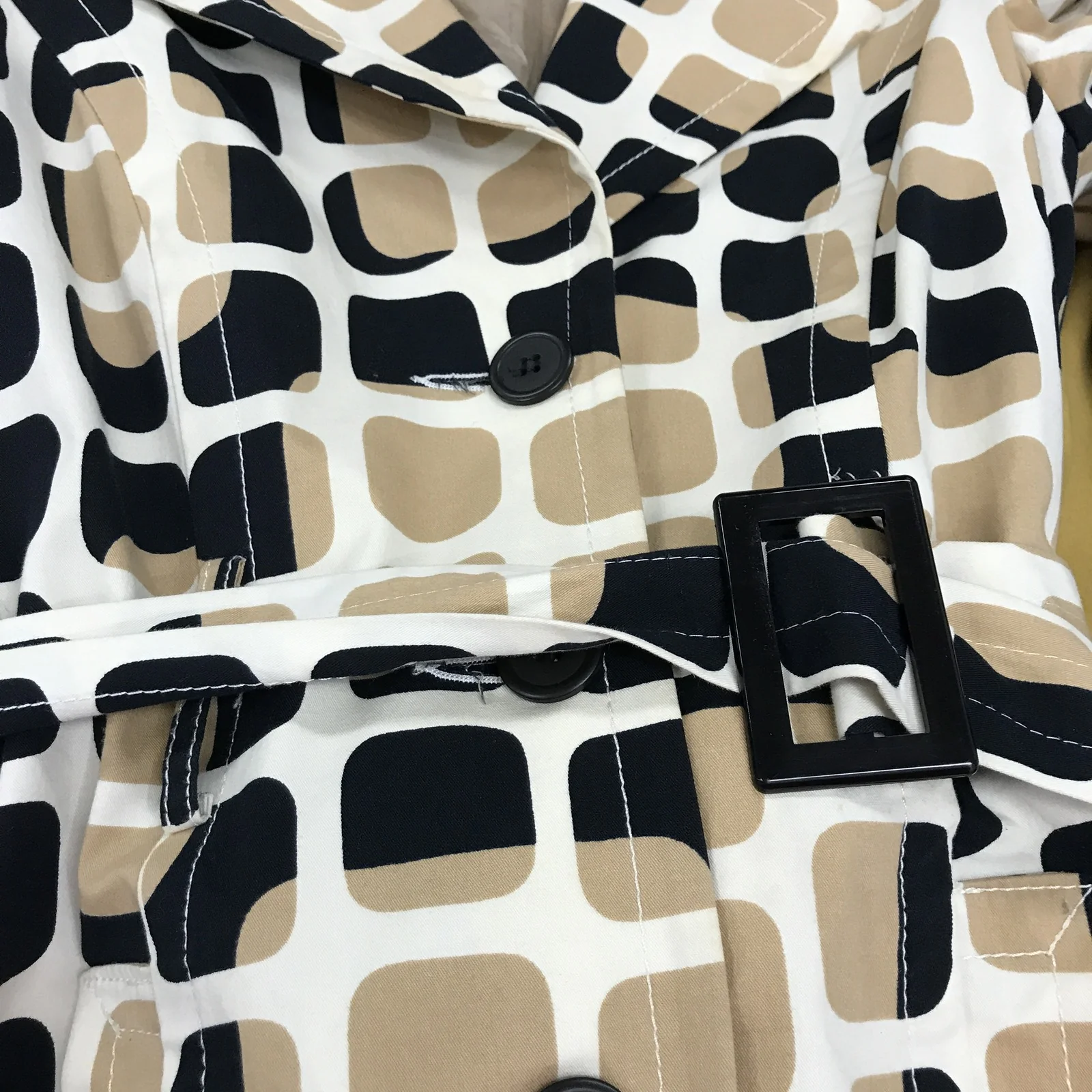 Collection Womens Trench Coat Belted Cotton Patterned Jacket Sz 10 - Image 2