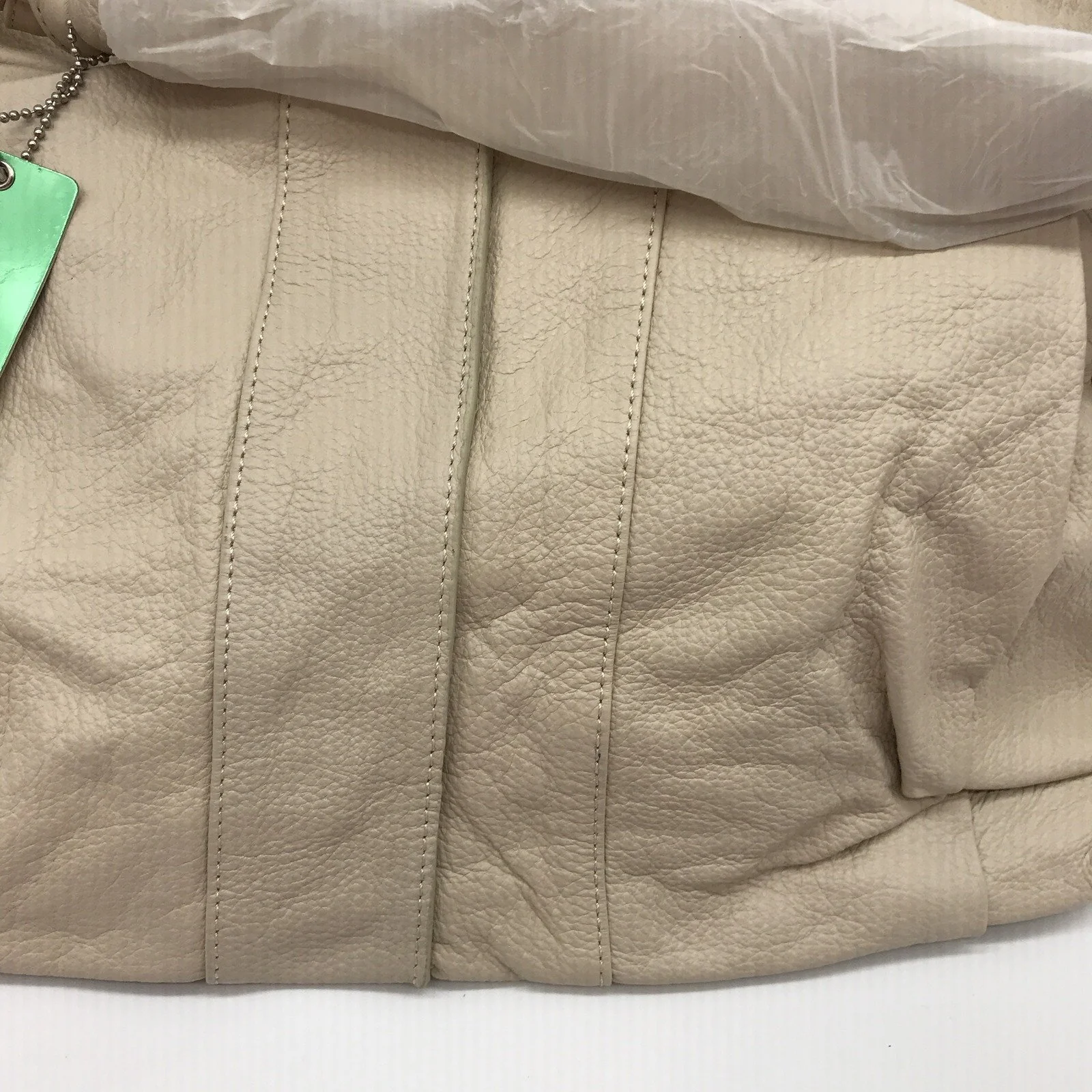 Poppy Green Braided Strap Leather Hobo Bag Beige Unisex Handbag NEW - Image 4
