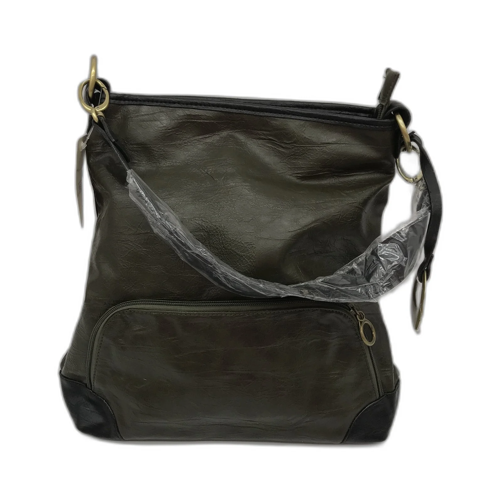 Hobo Shoulder Bag Faux Leather Olive Green Unisex NEW