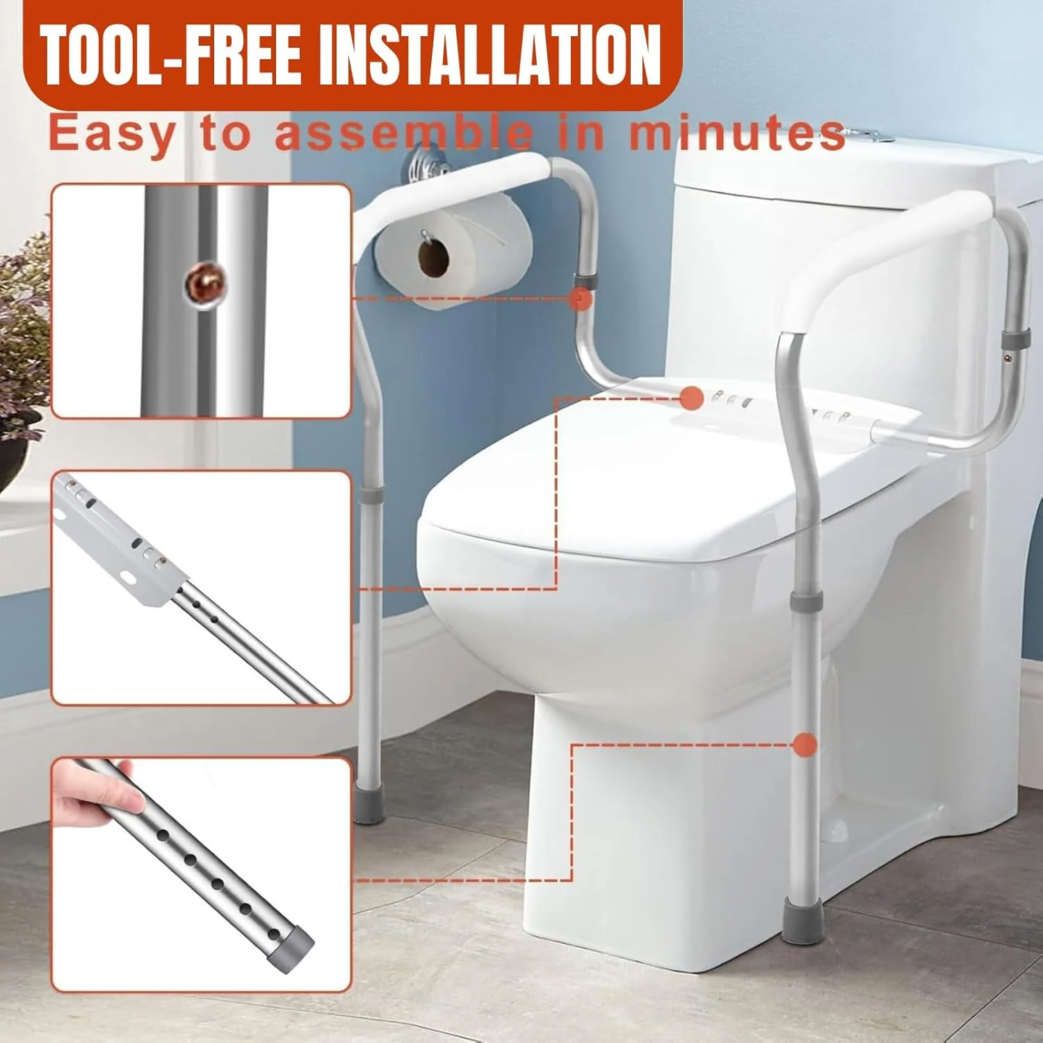 Adjustable Toilet Safety Rails for Elderly with Easy DIY Installation - NEW - Image 2