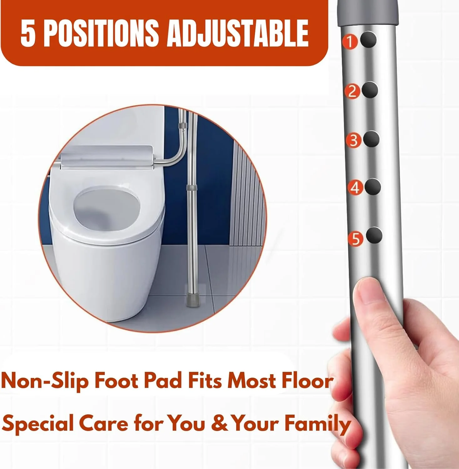 Adjustable Toilet Safety Rails for Elderly with Easy DIY Installation - NEW - Image 5