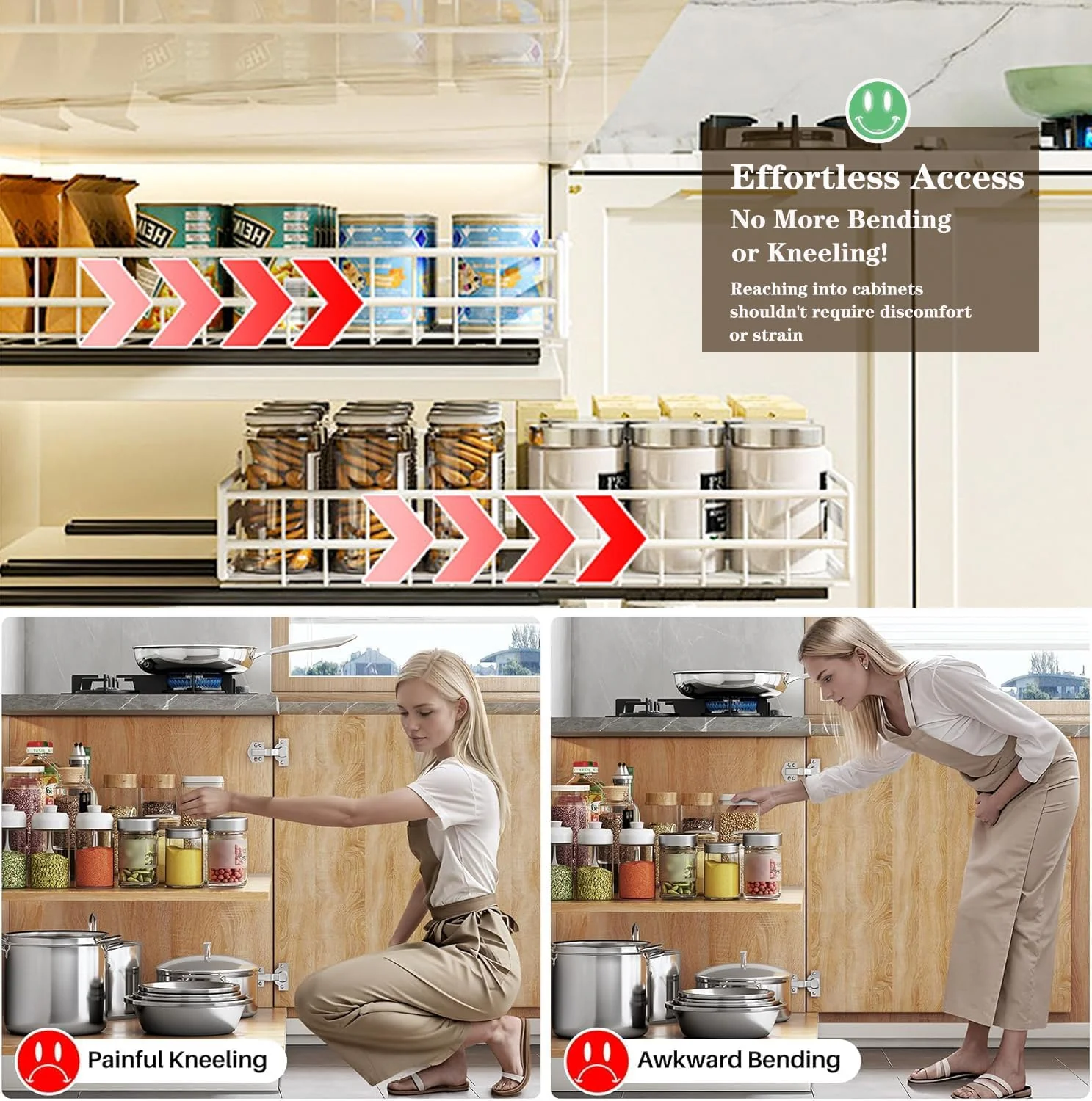 Extendable Slide Out Drawers for Cabinets Kitchen Storage Accessories White NEW - Image 4