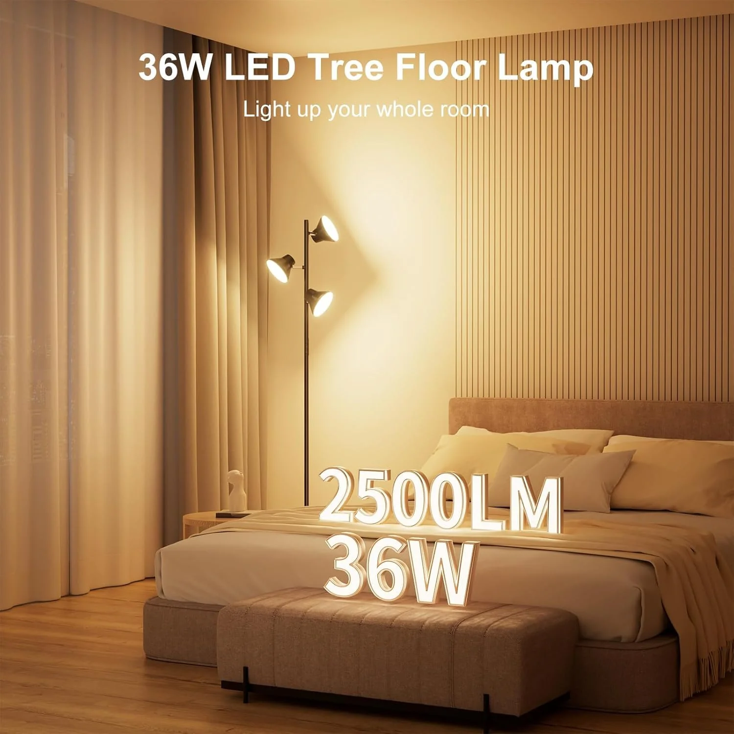 Anyuainiya 36W Modern Floor Lamp with Remote & Touch Control 4 Color Temp NEW - Image 2
