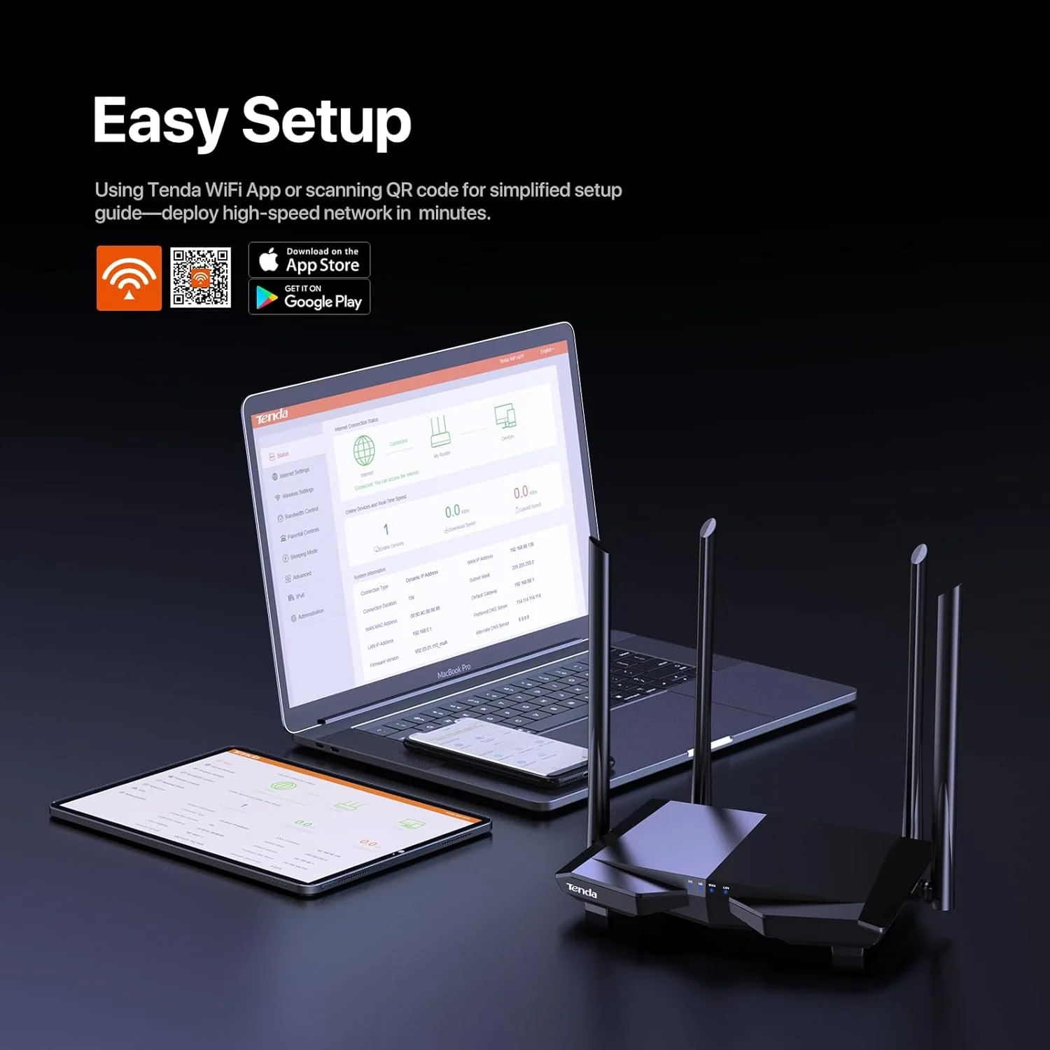 Tenda AC1200 Routers Dual Band Wireless Internet Router 4 x 100Mbps Fast NEW - Image 5