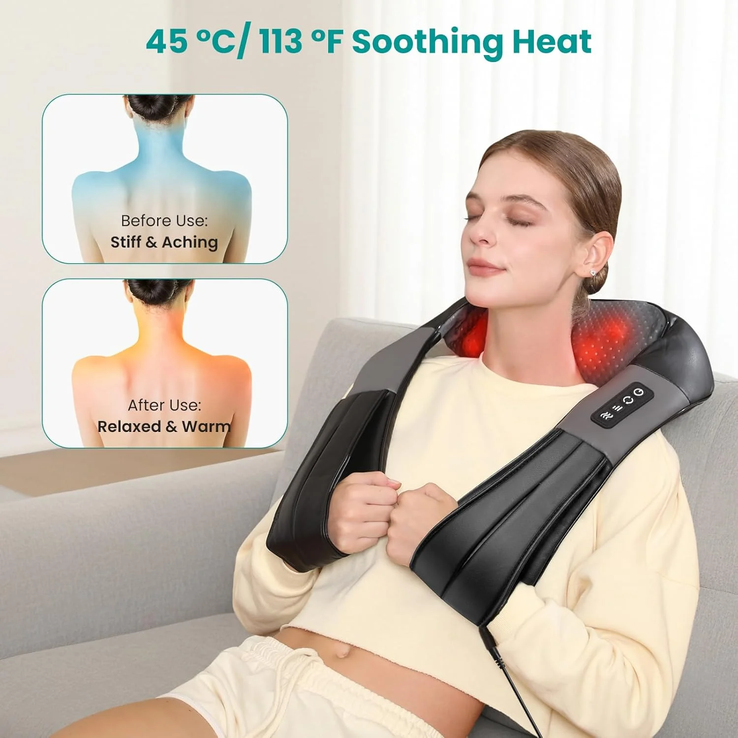 Nekteck Electric Shiatsu Neck and Back Massager with Soothing Heat for NEW - Image 3