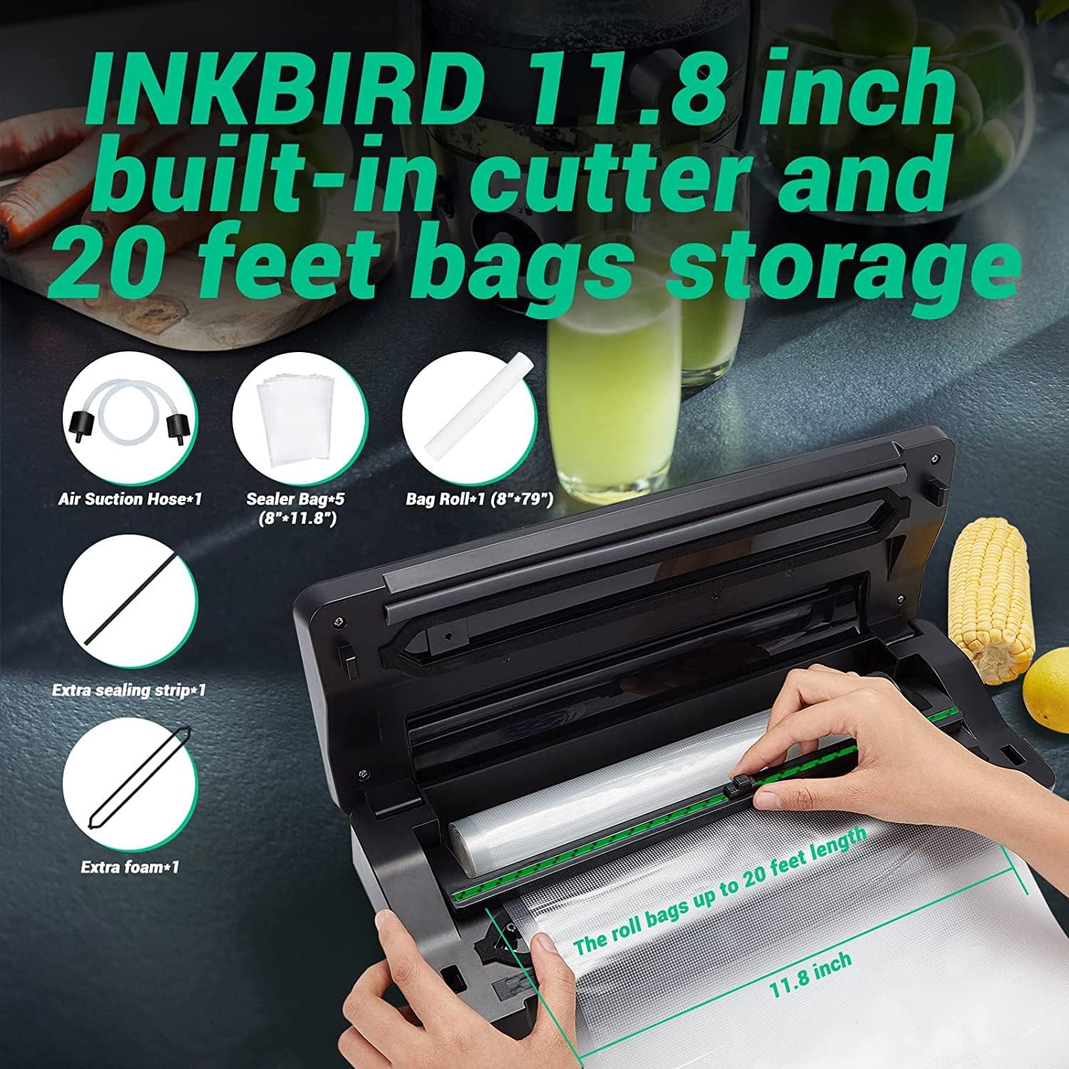 Inkbird Vacuum Sealer Machine Food Storage with Seal Bags and Starter Kit NEW - Image 2