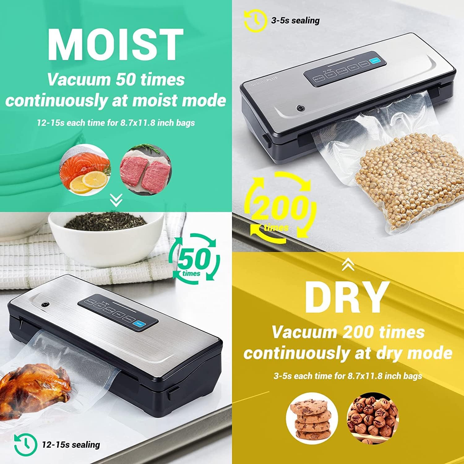 Inkbird Vacuum Sealer Machine Food Storage with Seal Bags and Starter Kit NEW - Image 4