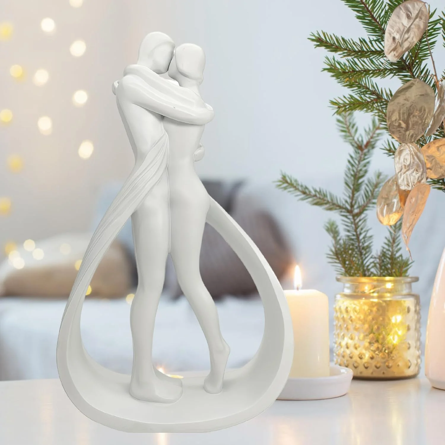 hplifi Embracing Figurines Kissing Couple Figurine Wedding Anniversary NEW - Image 6