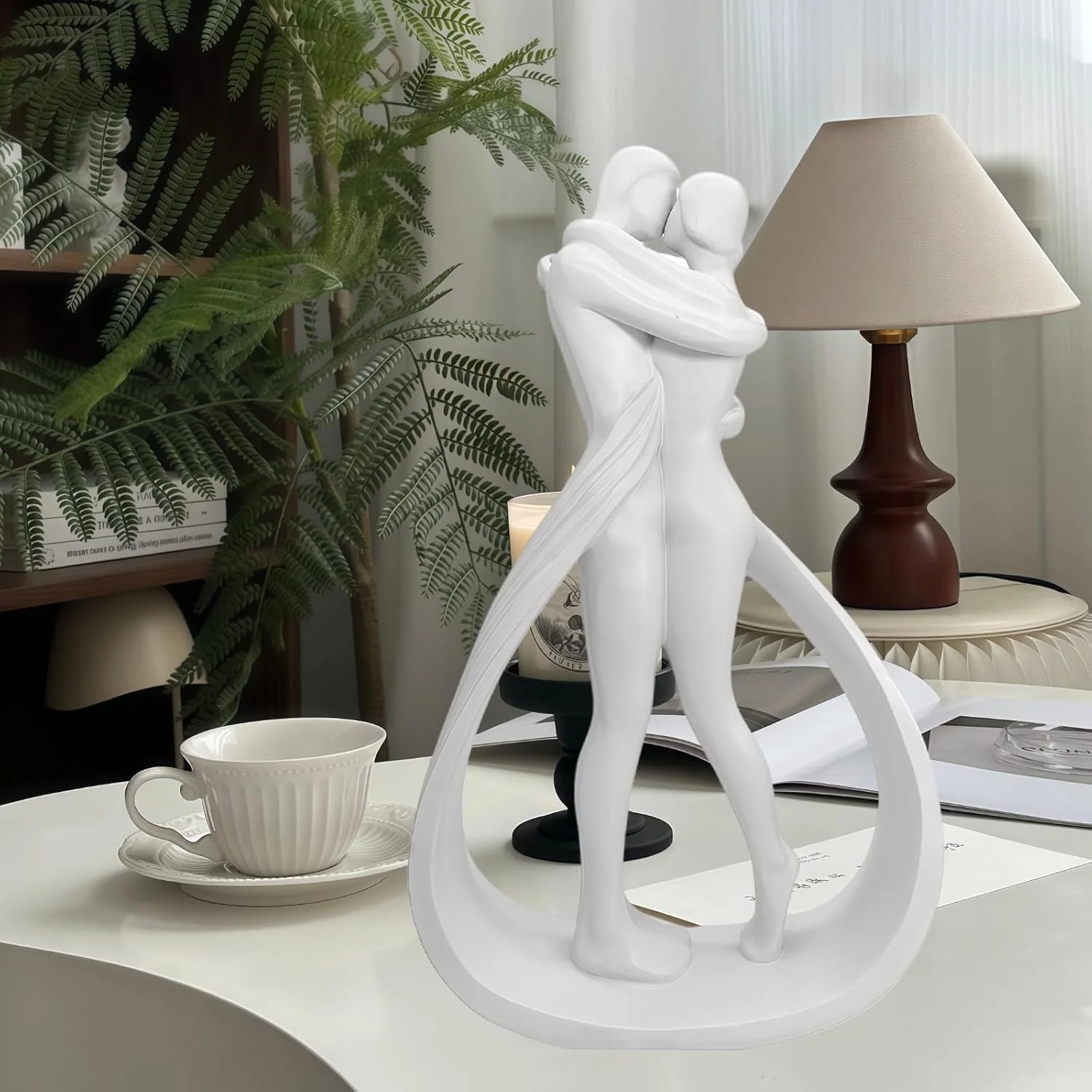 hplifi Embracing Figurines Kissing Couple Figurine Wedding Anniversary NEW - Image 7