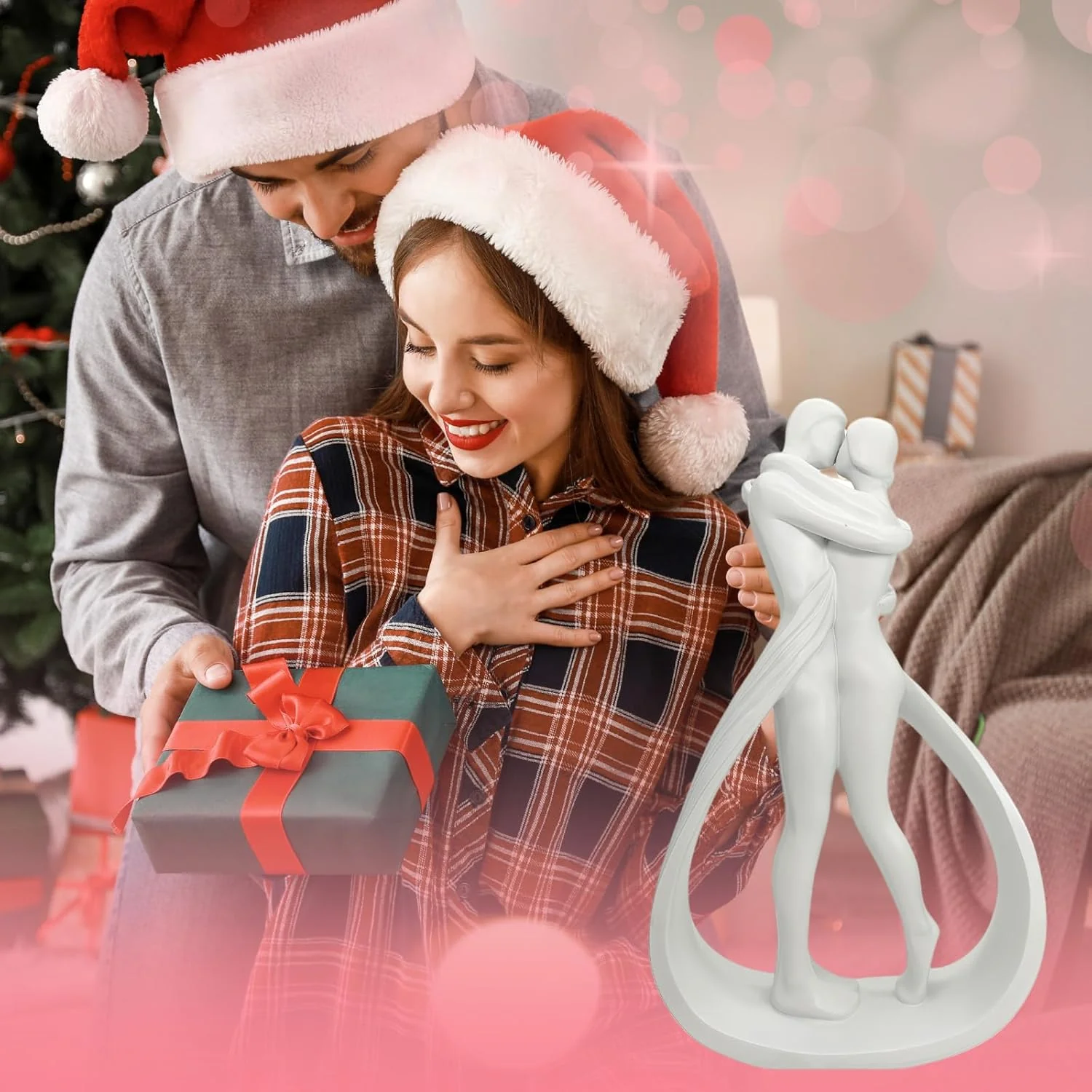 hplifi Embracing Figurines Kissing Couple Figurine Wedding Anniversary NEW - Image 8