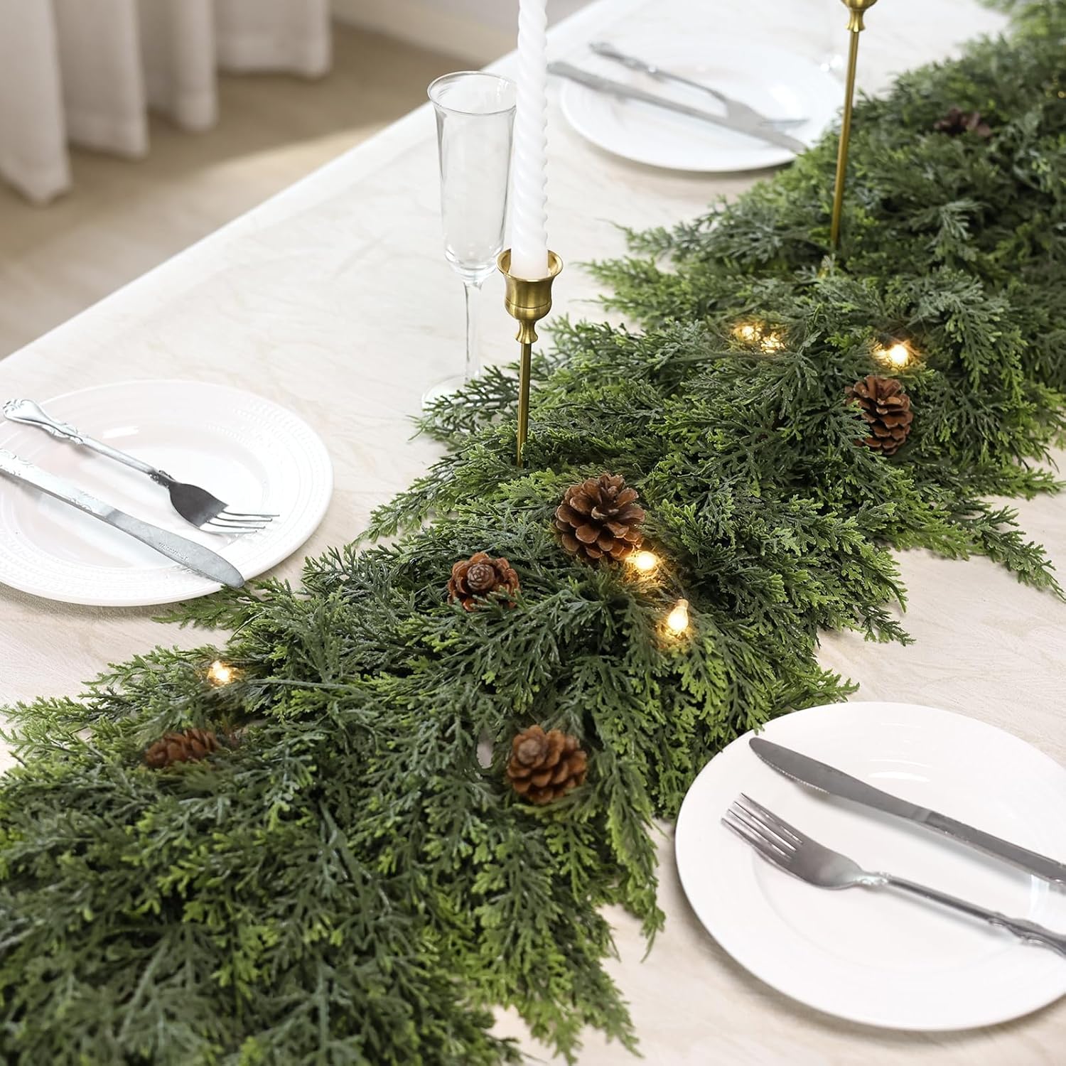 Realistic Artificial Garlands Green Cedar Garland with 238 Lifelike NEW - Image 4