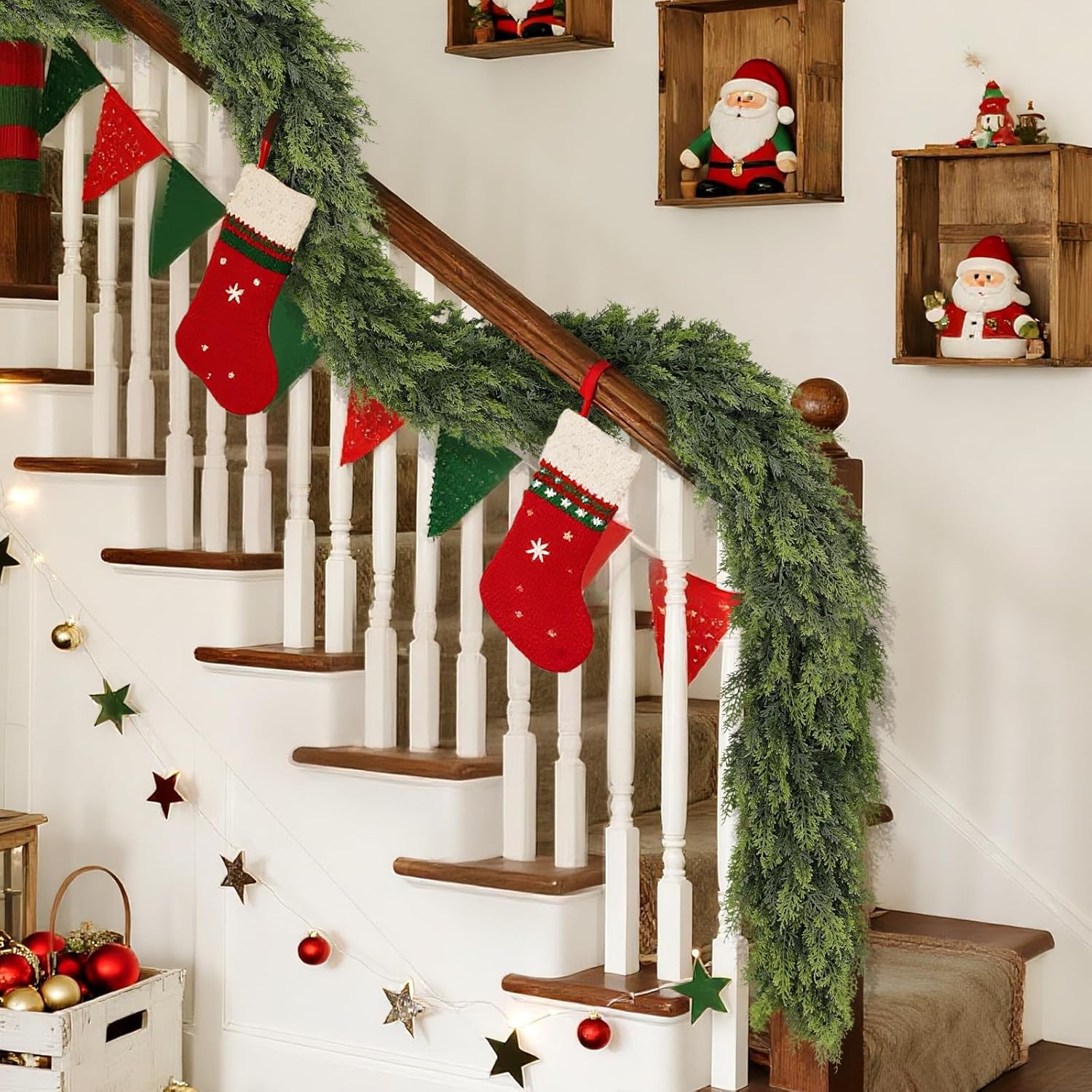 Realistic Artificial Garlands Green Cedar Garland with 238 Lifelike NEW - Image 5