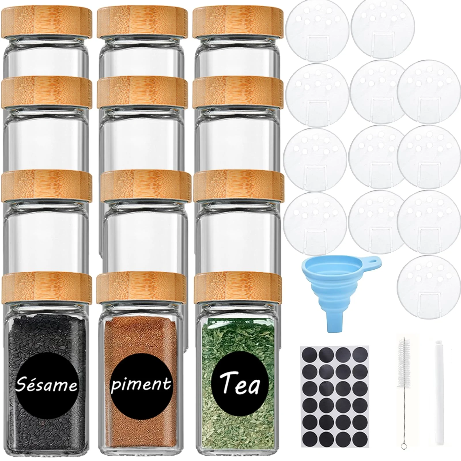 Transparent Glass Storage Jars with Bamboo Lids, 120ml, 12-Pack Size 120ml NEW