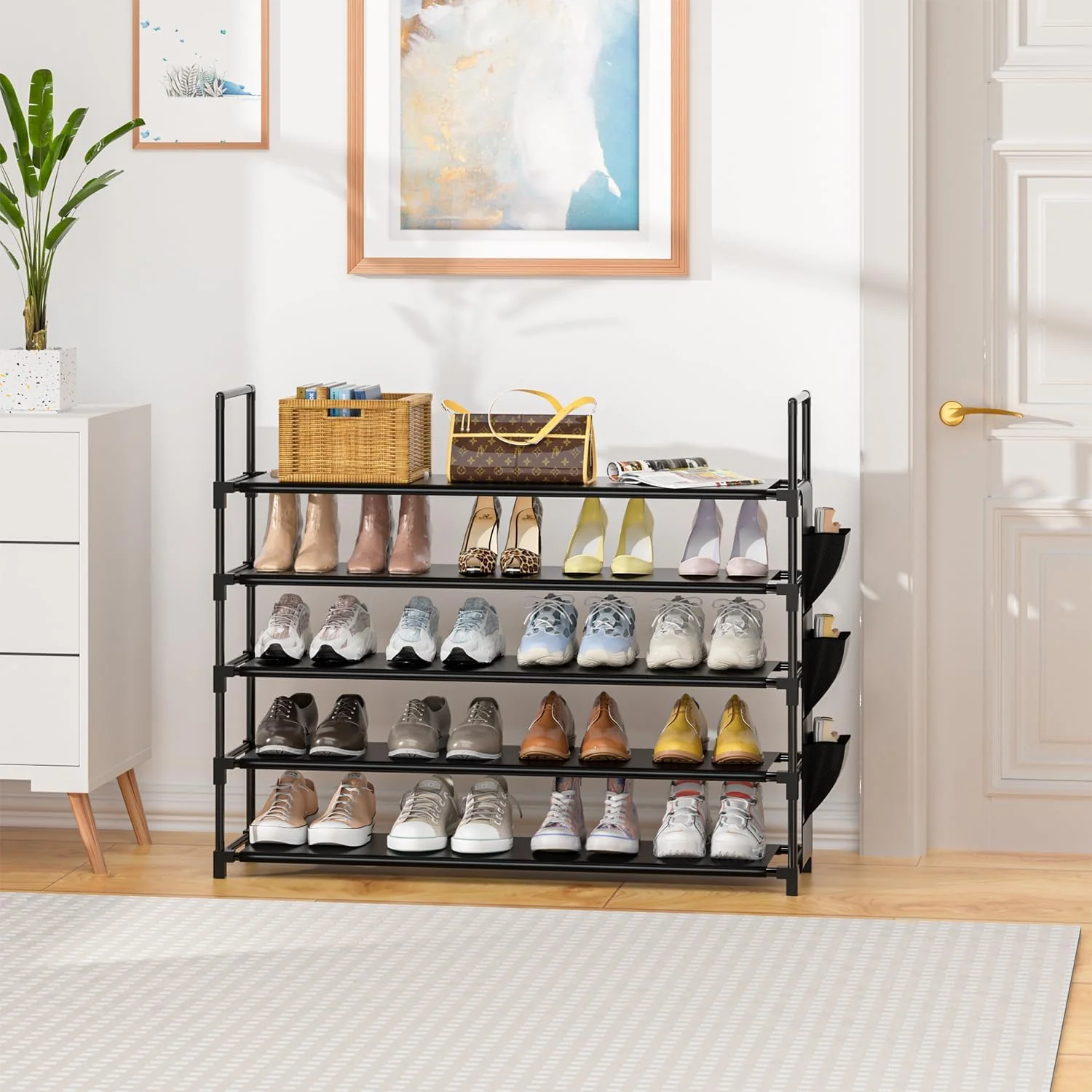OYREL 5 Tier Free Standing Shoe Organizer Rack Storage 20-25 Pairs Black DEMO - Image 2