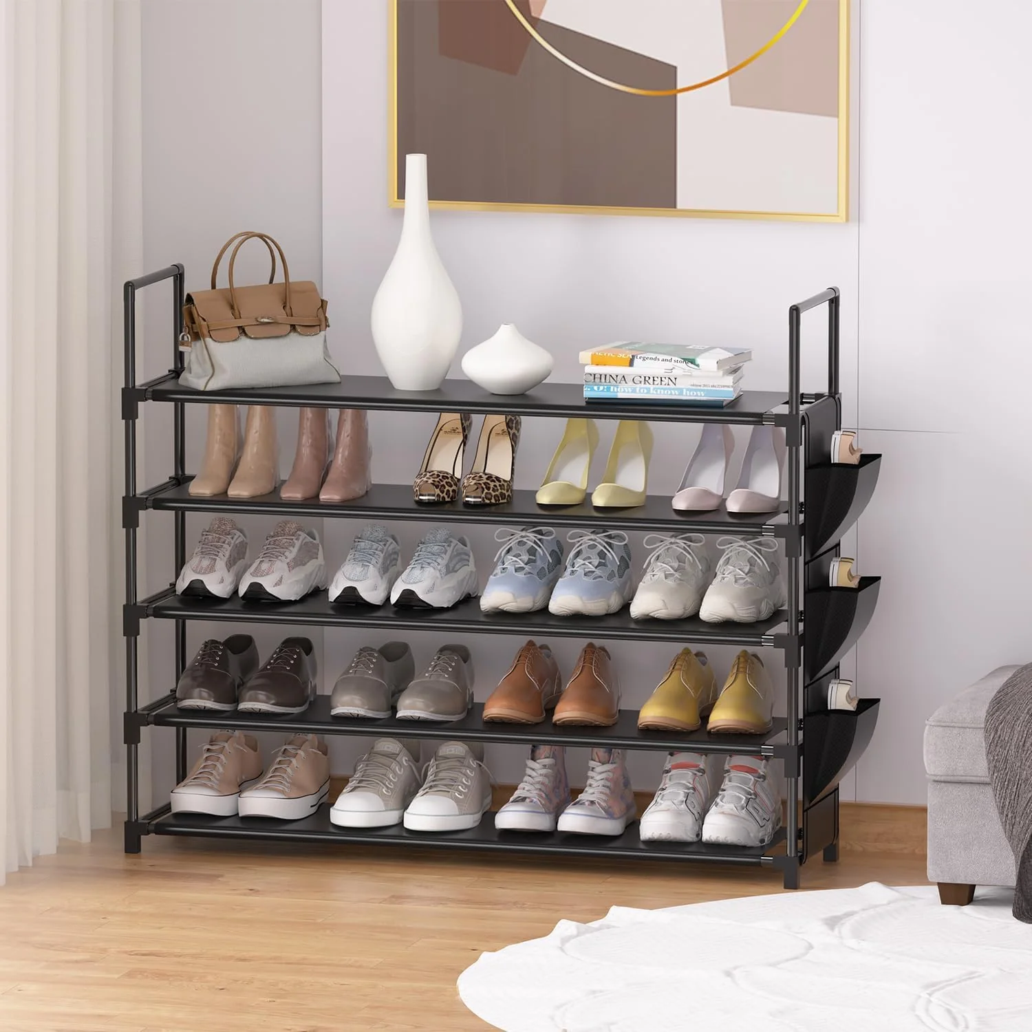 OYREL 5 Tier Free Standing Shoe Organizer Rack Storage 20-25 Pairs Black DEMO - Image 8