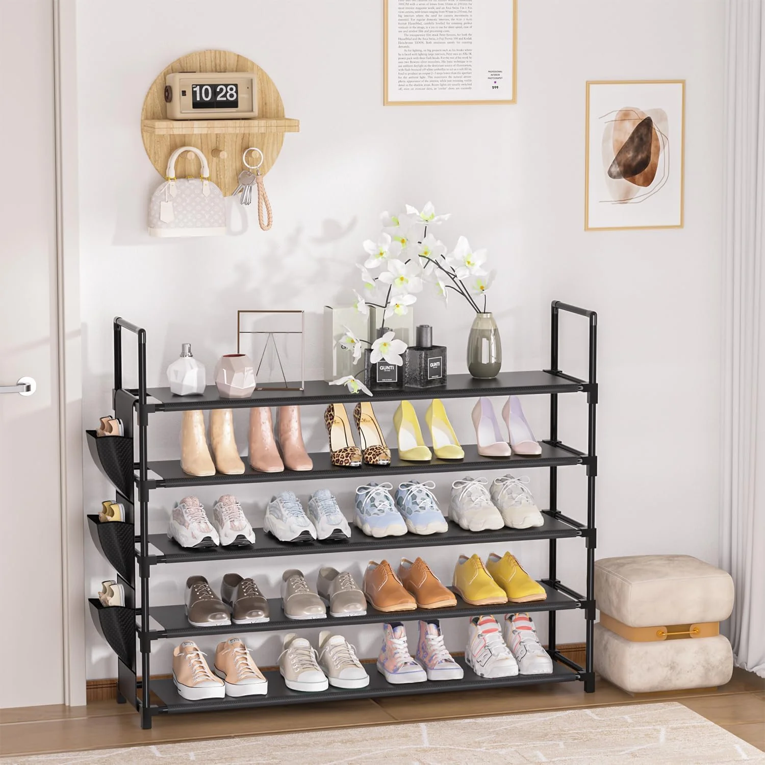 OYREL 5 Tier Free Standing Shoe Organizer Rack Storage 20-25 Pairs Black DEMO - Image 9