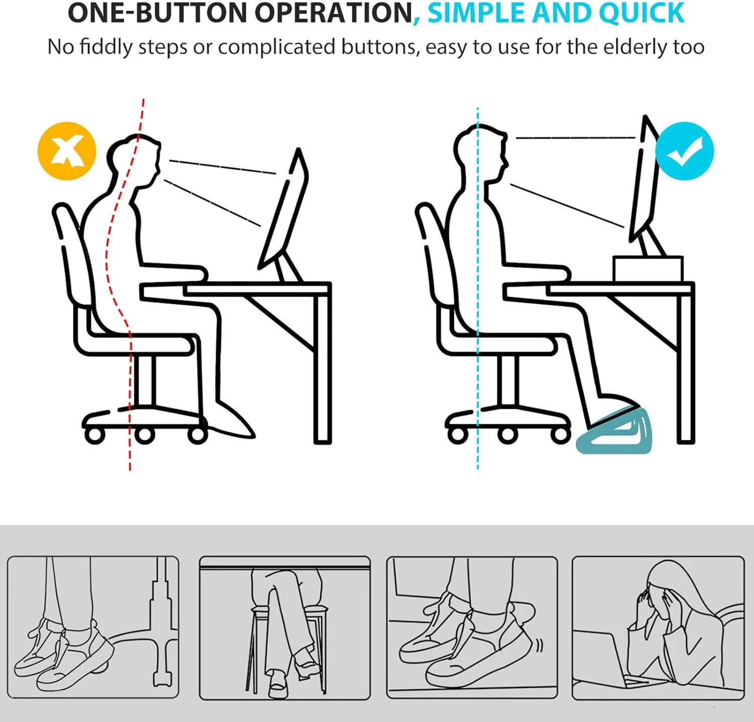 Embosk Ergonomic Footrests Adjustable Footrest Desk Polypropylene Black DEMO - Image 6
