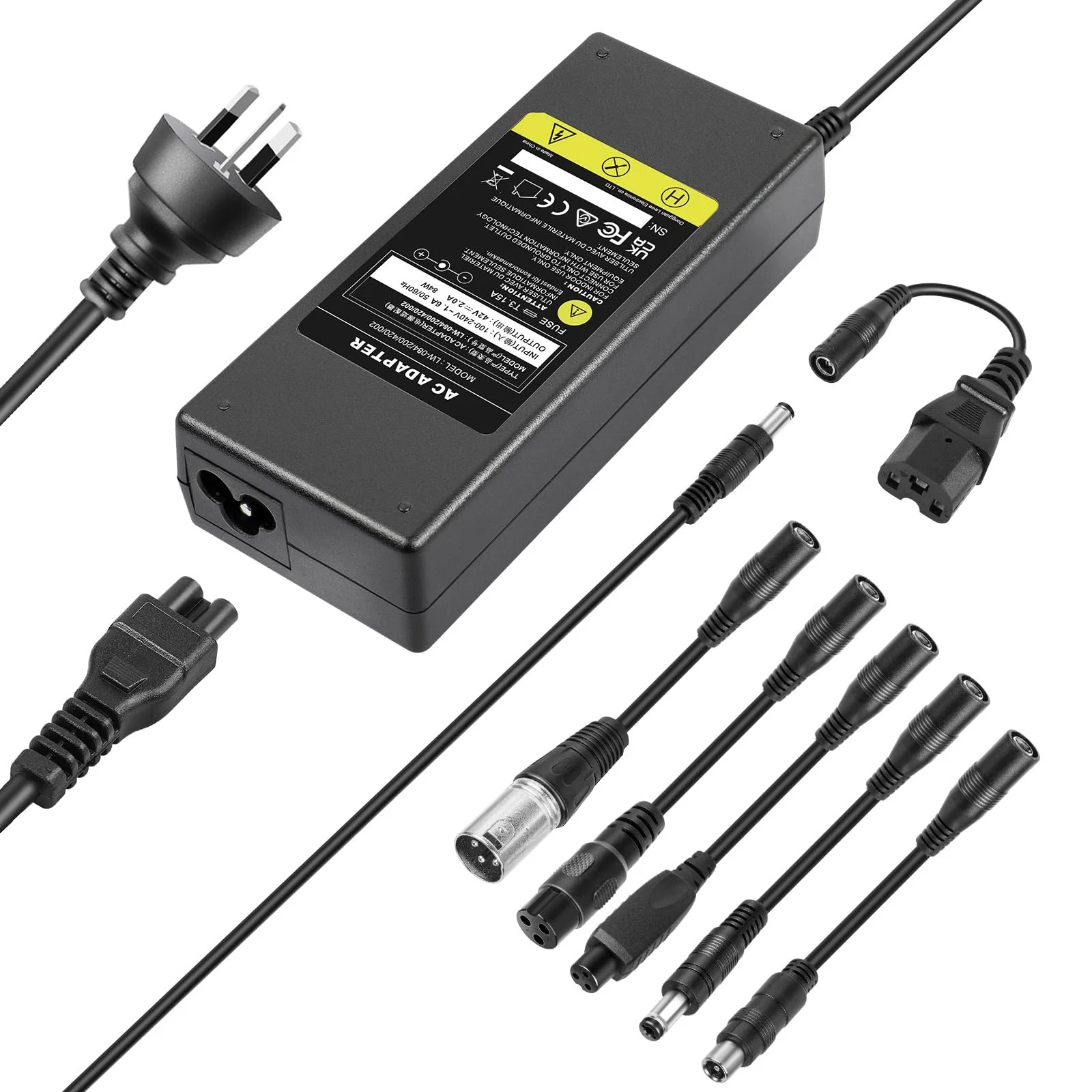 Universal 6-in-1 Scooter Charger Adapter for Electric Scooters - Black DEMO