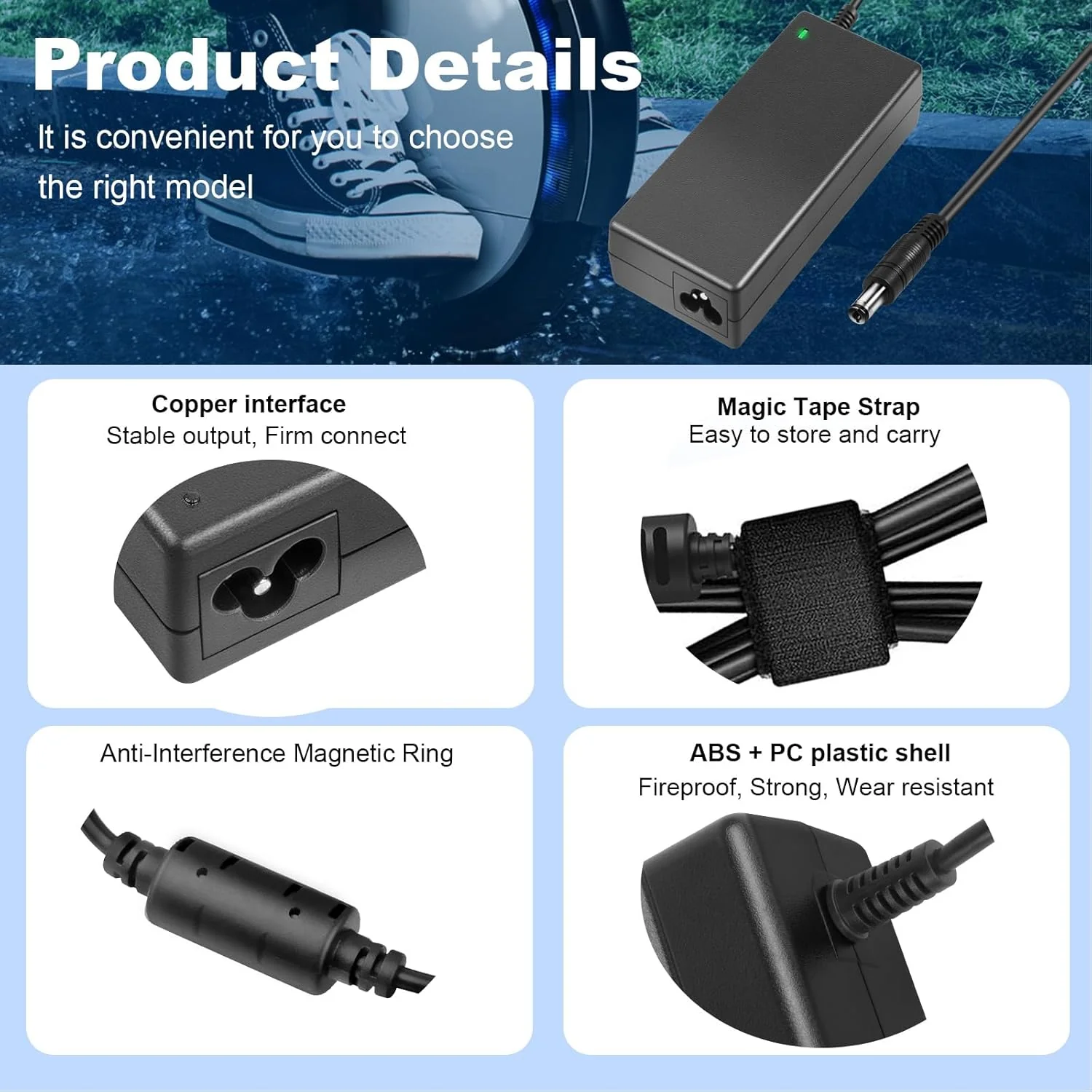 Universal 6-in-1 Scooter Charger Adapter for Electric Scooters - Black DEMO - Image 8