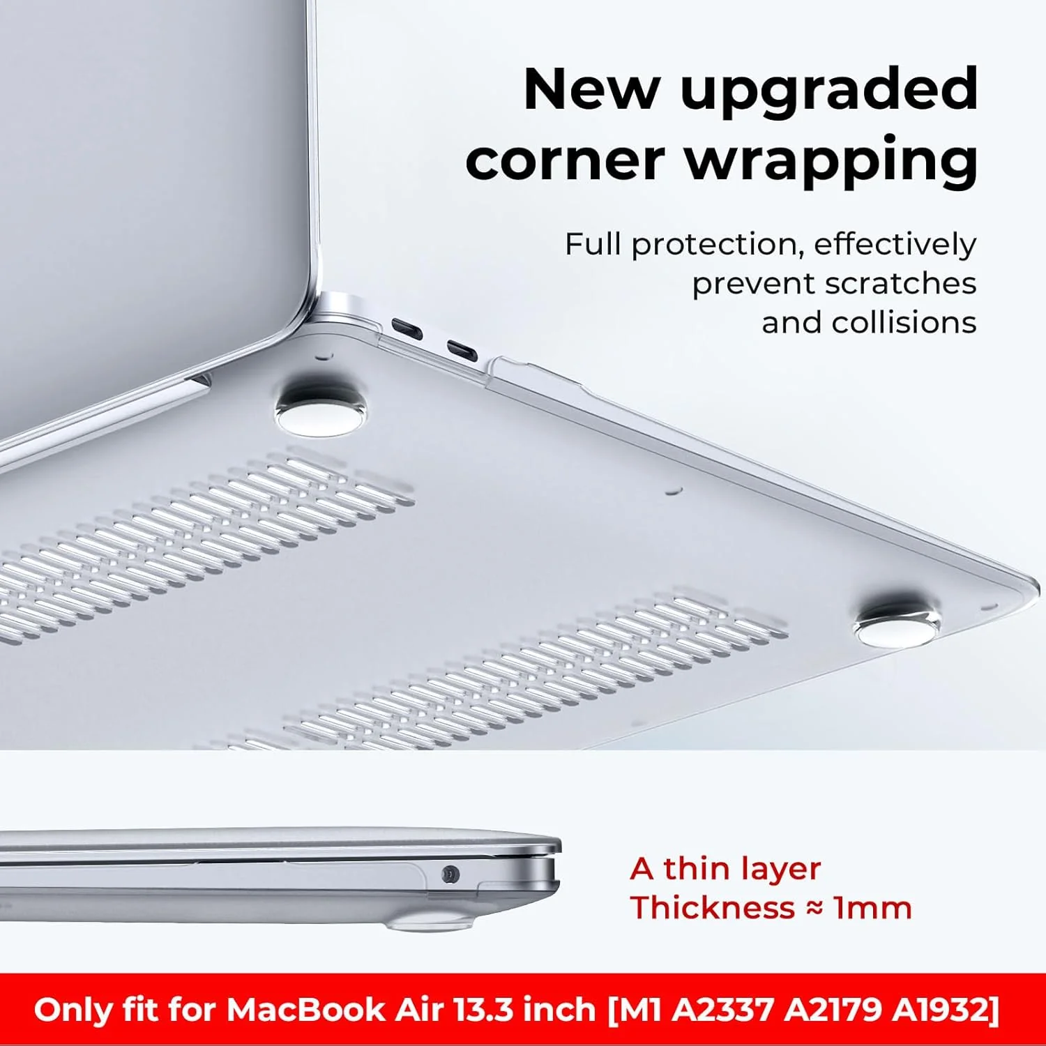 EooCoo Crystal Clear Hard Case Shell for MacBook Air 13 inch Laptop NEW - Image 4