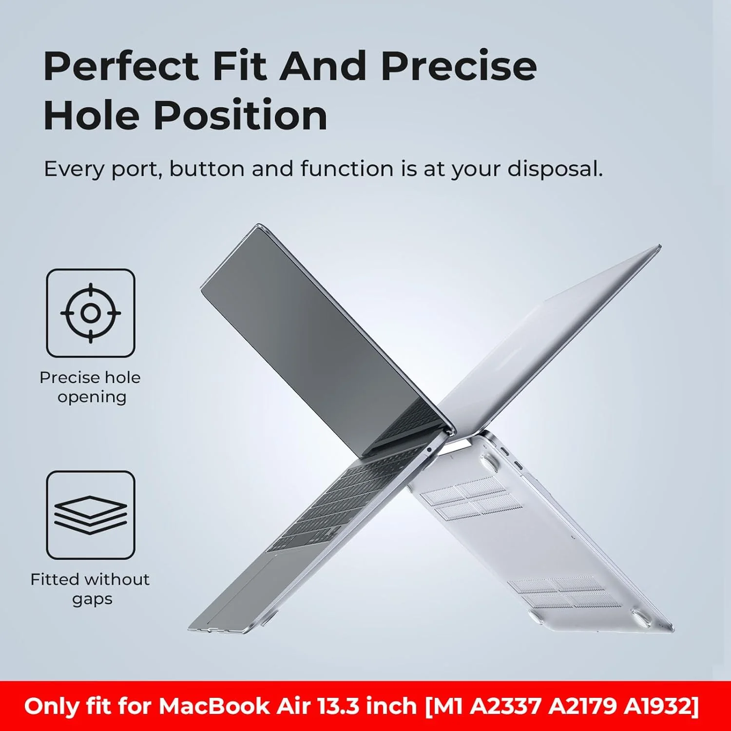 EooCoo Crystal Clear Hard Case Shell for MacBook Air 13 inch Laptop NEW - Image 5