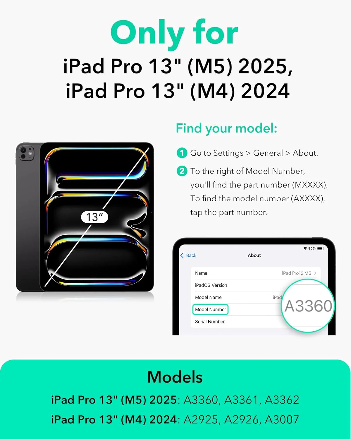 ESR 2 Pack Screen Protector for iPad Pro 13 Inch Tempered Glass UltraFit NEW - Image 2