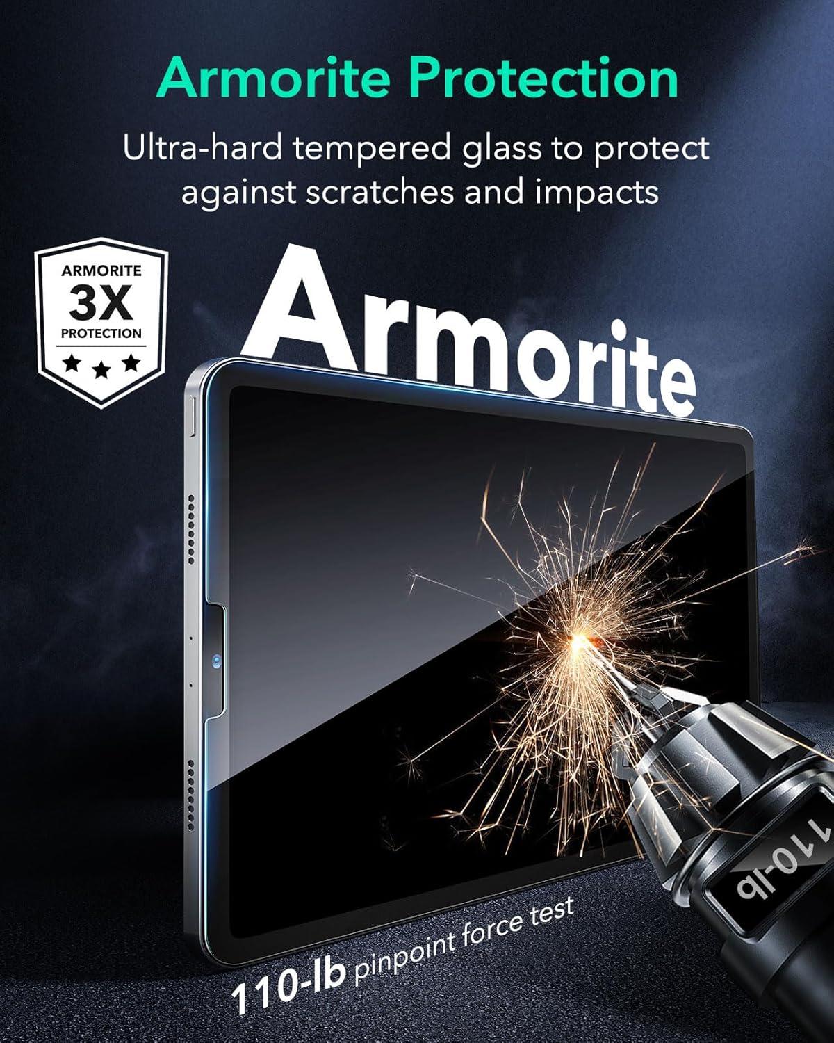 ESR Tempered Glass Screen Protector for iPad Pro 12.9 (2022-2018) Armorite NEW - Image 4