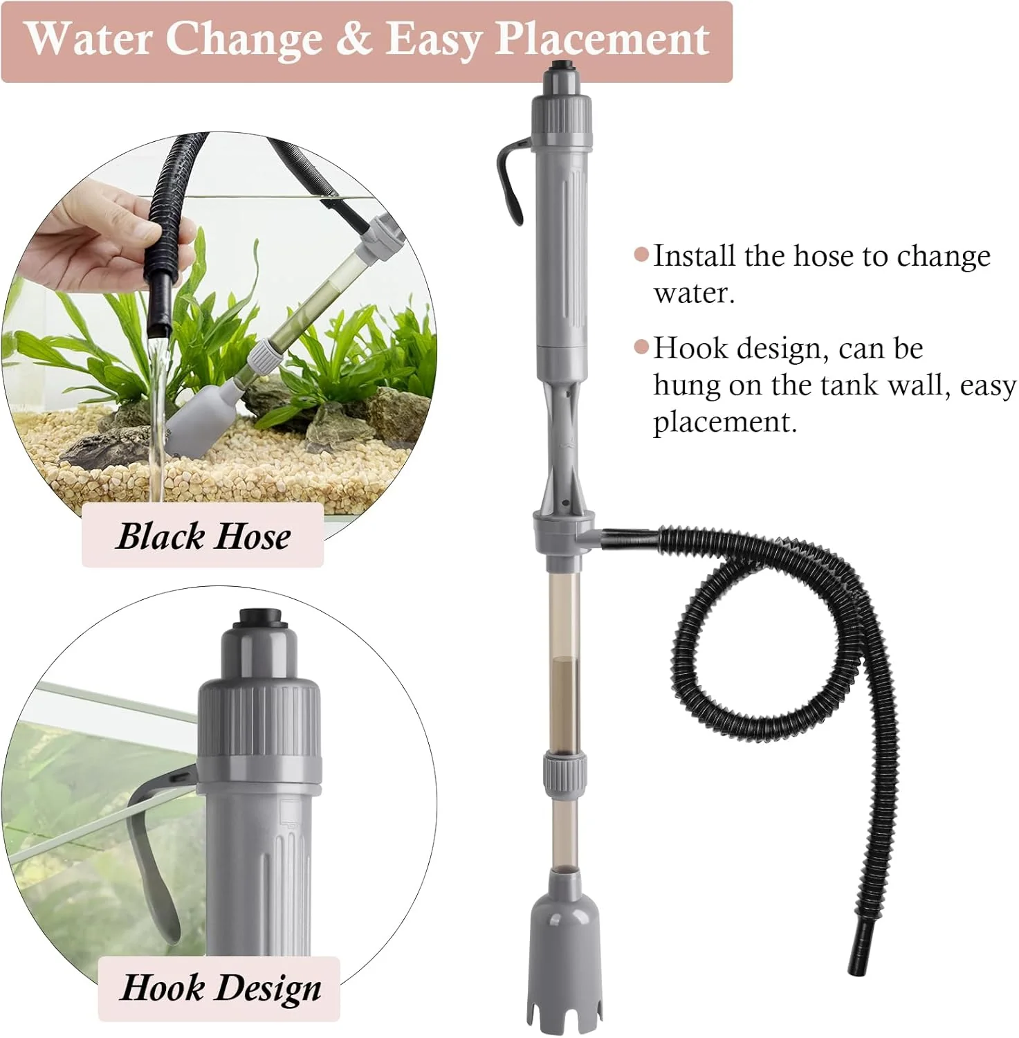 Dirvin Aquarium Cleaners Vacuum Gravel Cleaner Battery Fish Tank Water NEW - Image 3