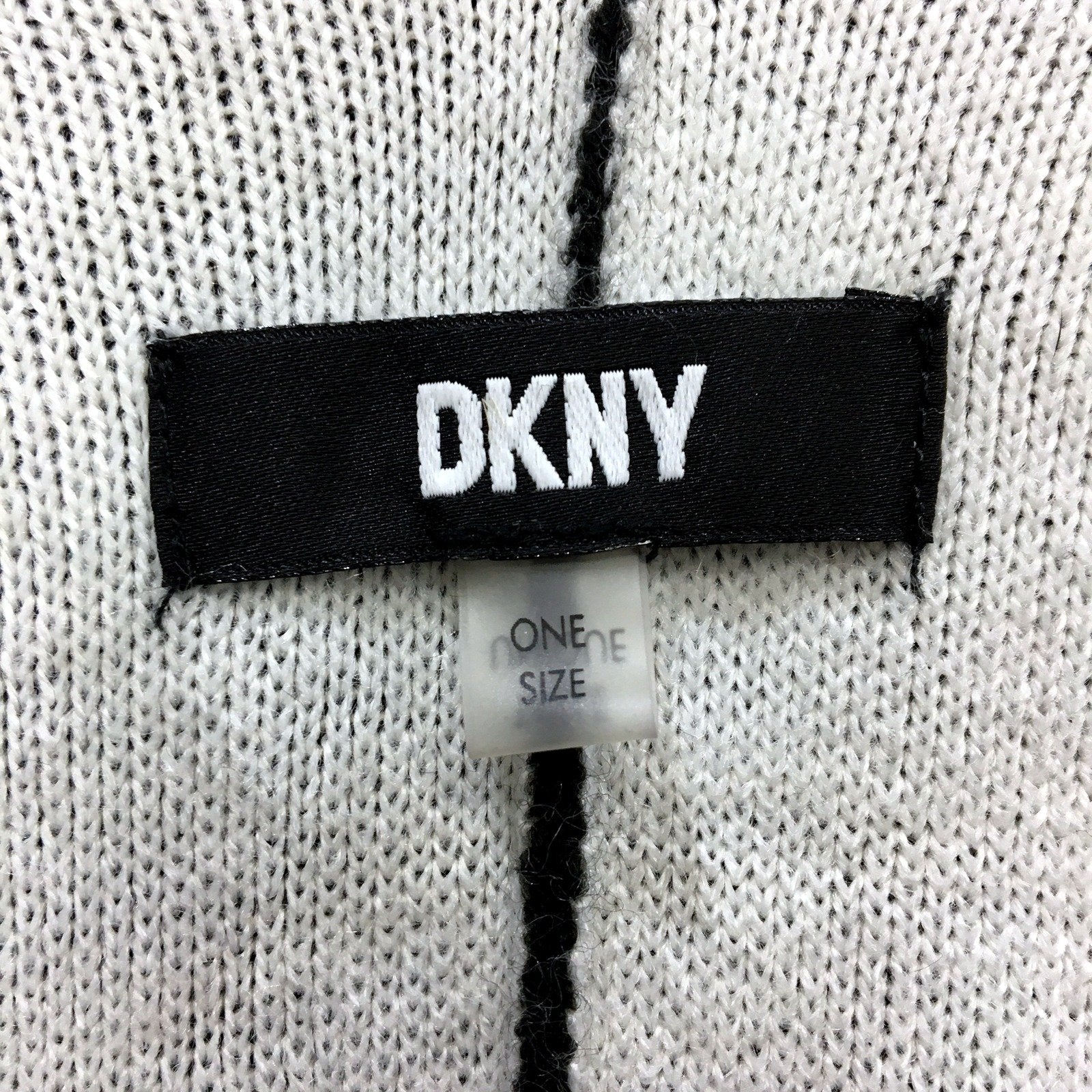 DKNY Womens Oversized Geometric Hooded Poncho Shawl Black and White Size One - Image 4