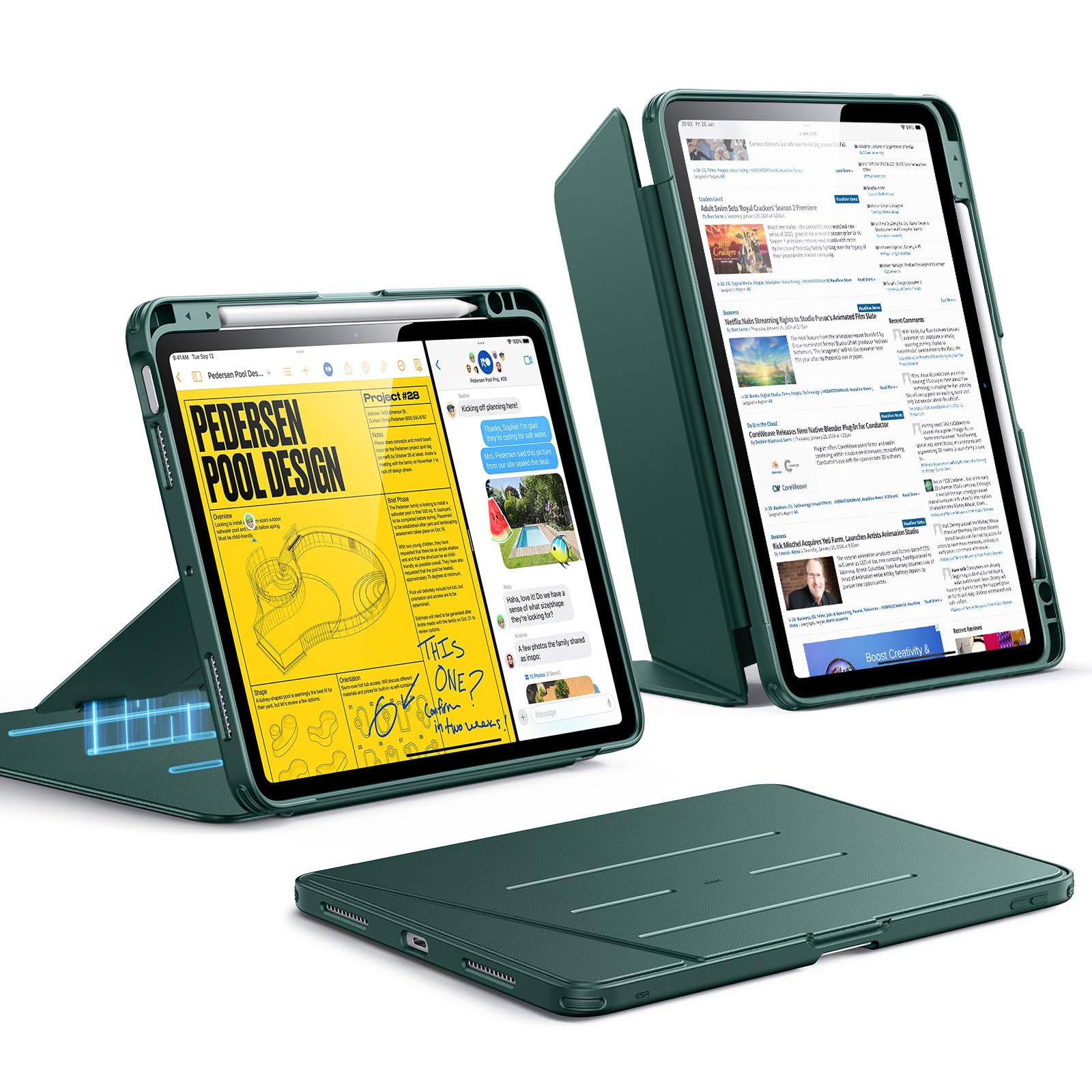 ESR Midnight Cases Green iPad Air 11" Protective Case for 5th/4th Gen NEW