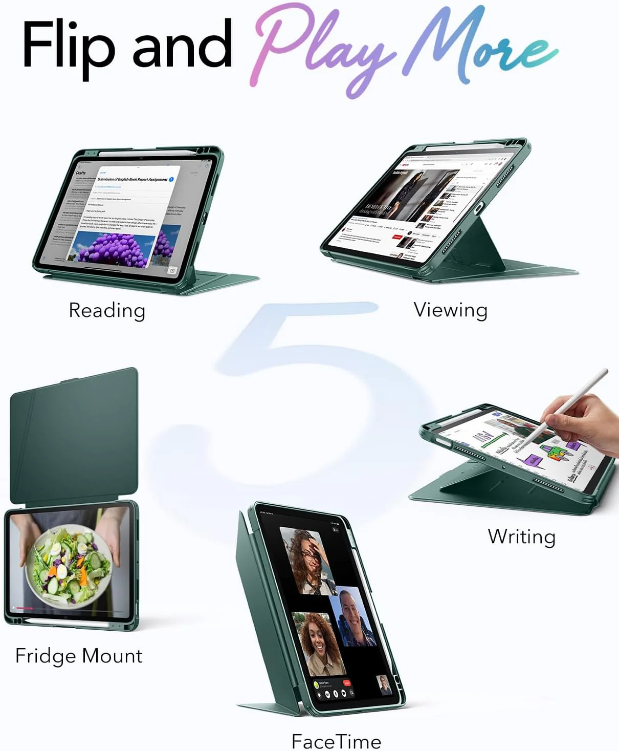ESR Midnight Cases Green iPad Air 11" Protective Case for 5th/4th Gen NEW - Image 5