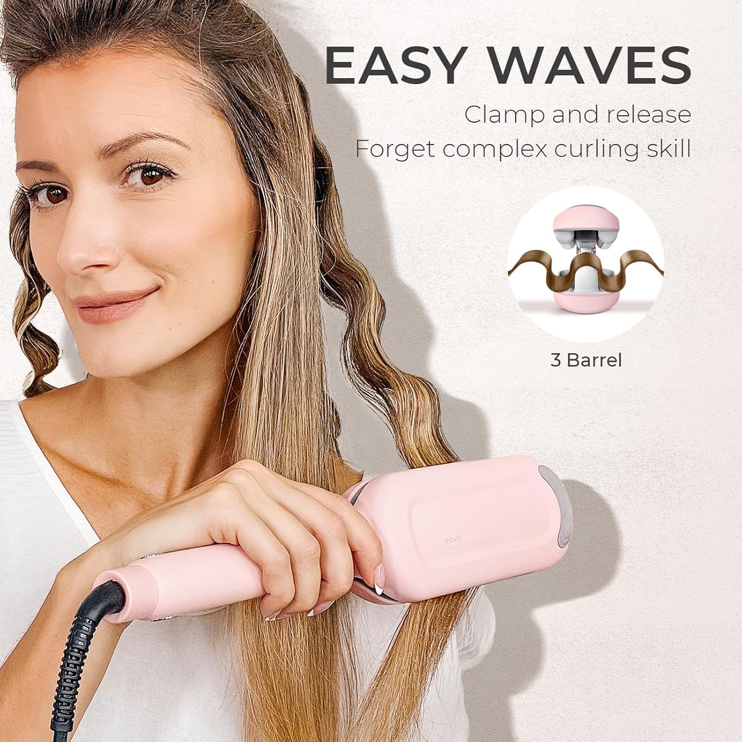 TYMO 32mm Wavers Hair Crimper Waver Tool for Beach Waves Ionic Tourmaline NEW - Image 2